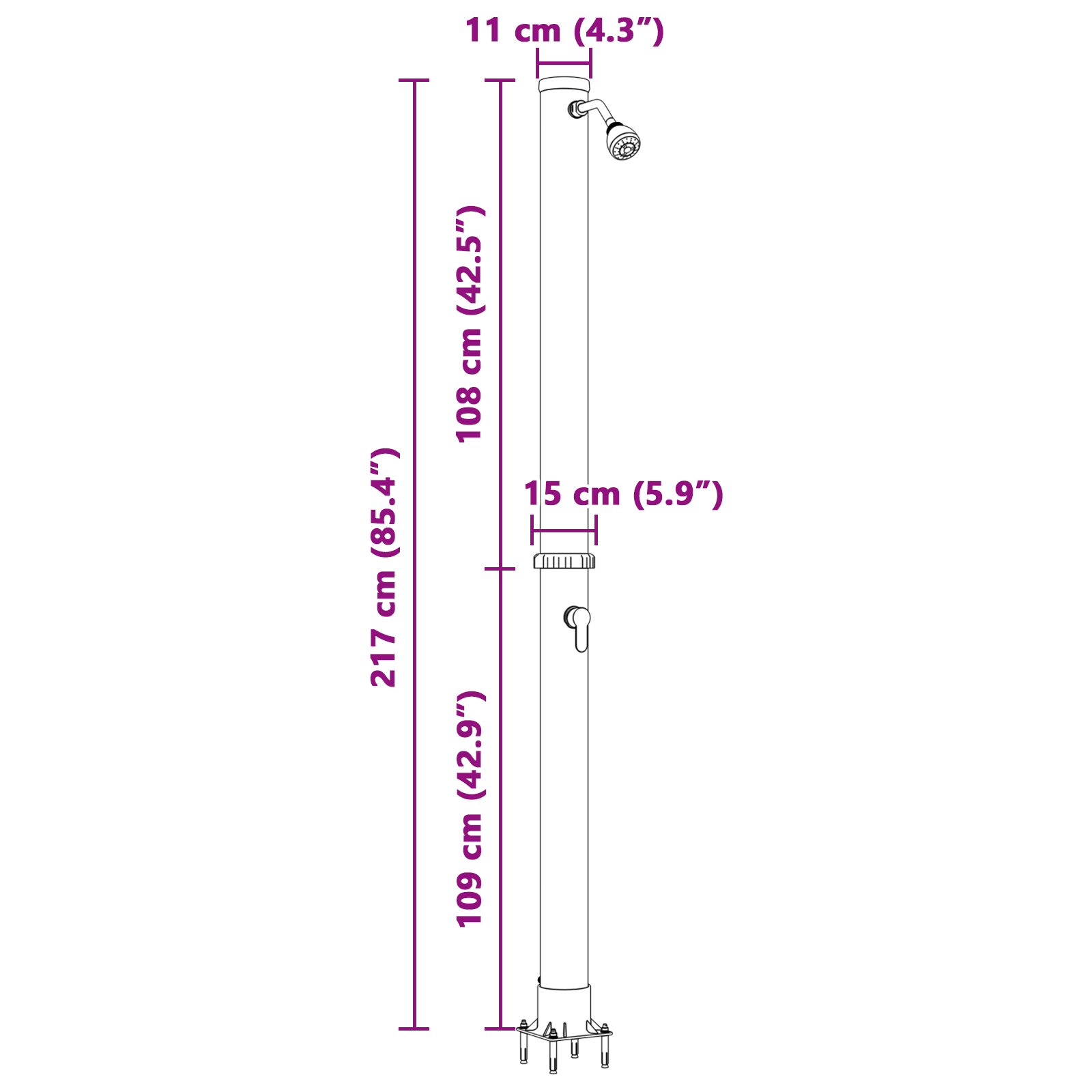 Outdoor Solar Shower 217 cm 20 L - Image 11