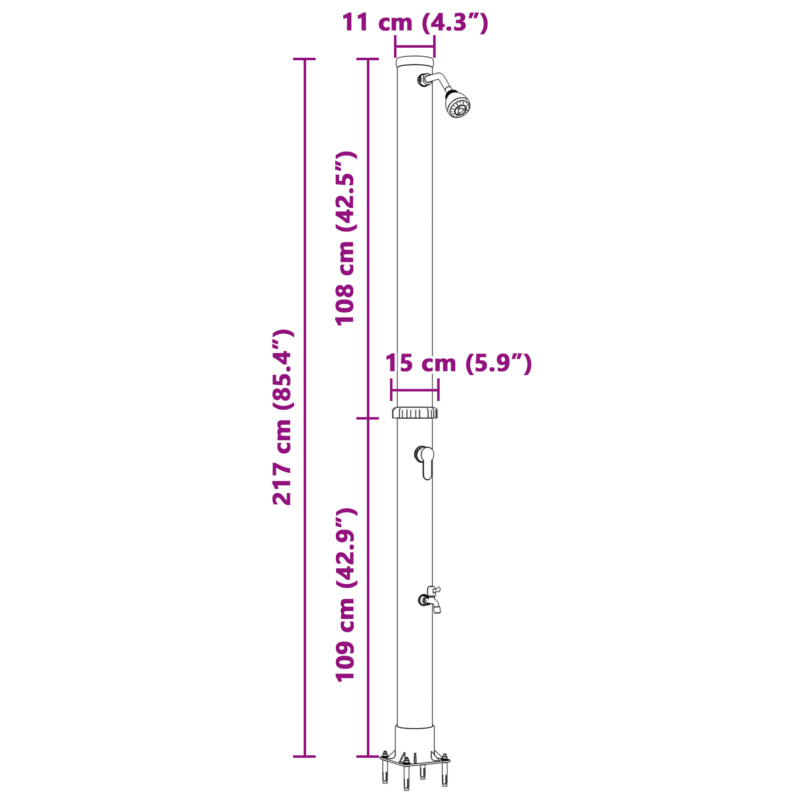 Outdoor Solar Shower with Tap 217 cm 20 L - Image 11