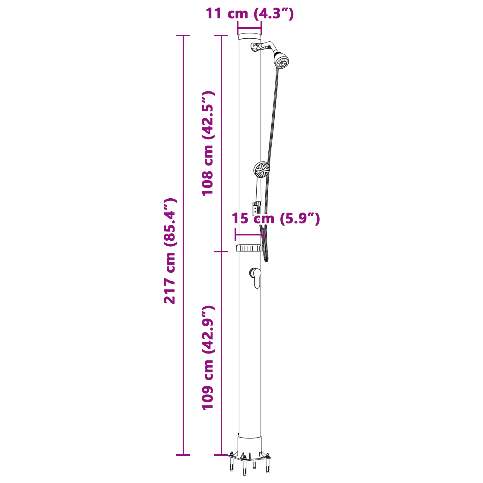 Outdoor Solar Shower with Handheld Shower Head 217 cm 20 L - Image 11