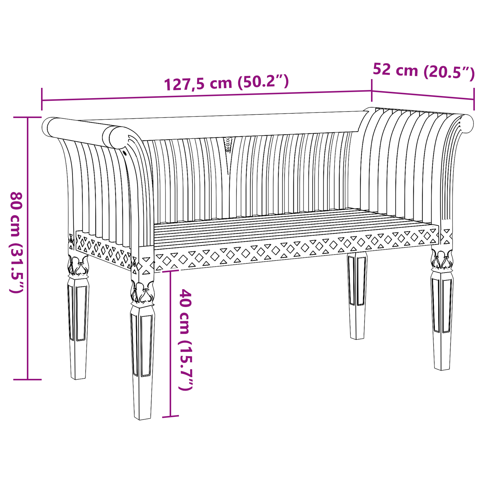 Garden Bench 127.5x52x80 cm Solid Wood Teak - Image 11