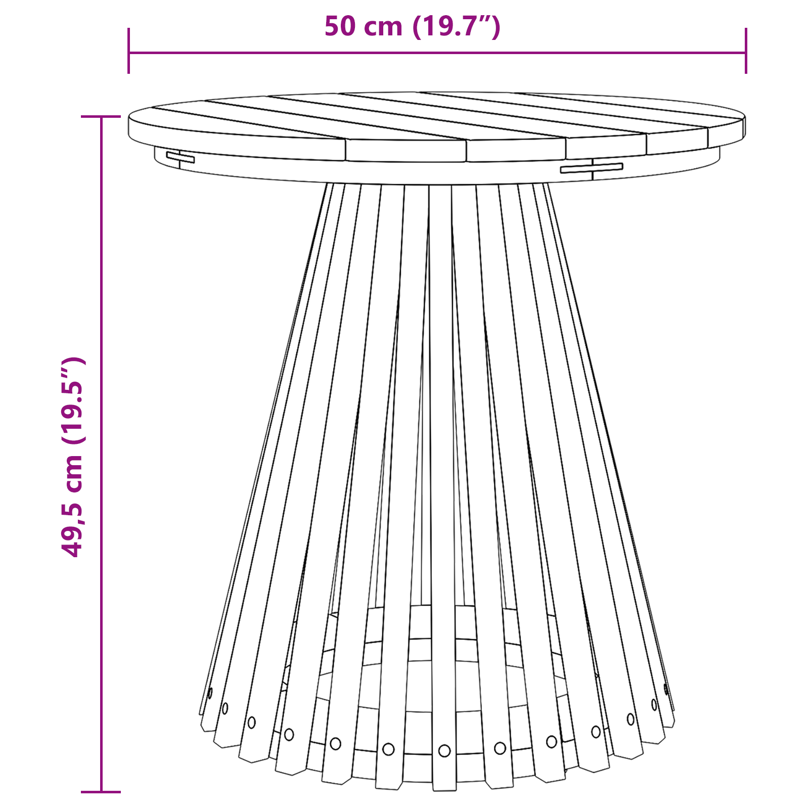 Garden Side Table Ø50x49.5 cm Solid Wood Teak - Image 8