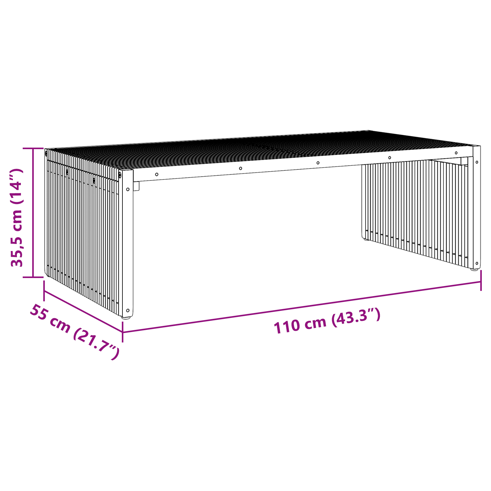 Garden Side Table 110x55x35.5 cm Solid Wood Teak - Image 10