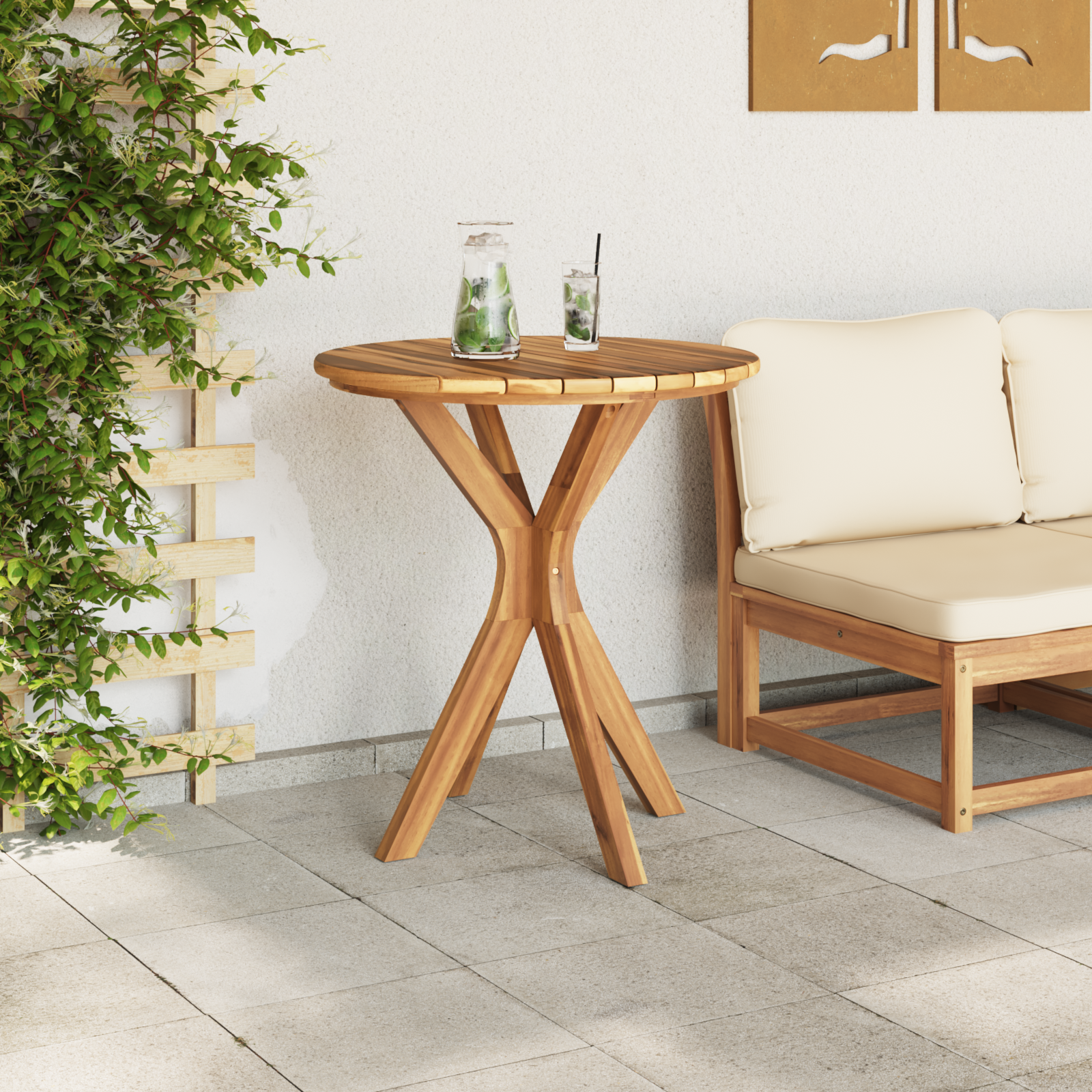 Garden Bistro Table Ø70x75 cm Solid Wood Teak - Image 4