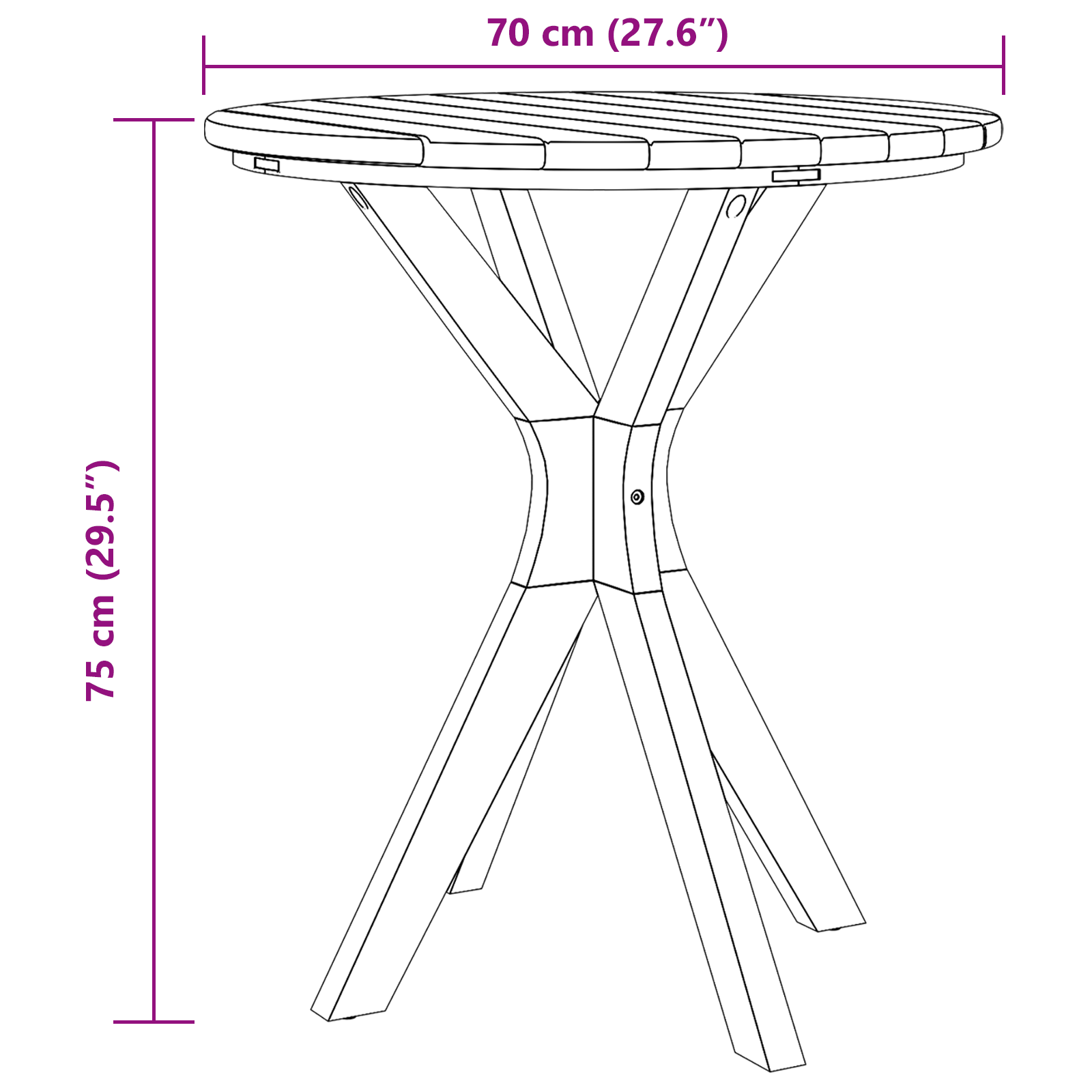 Garden Bistro Table Ø70x75 cm Solid Wood Teak - Image 7