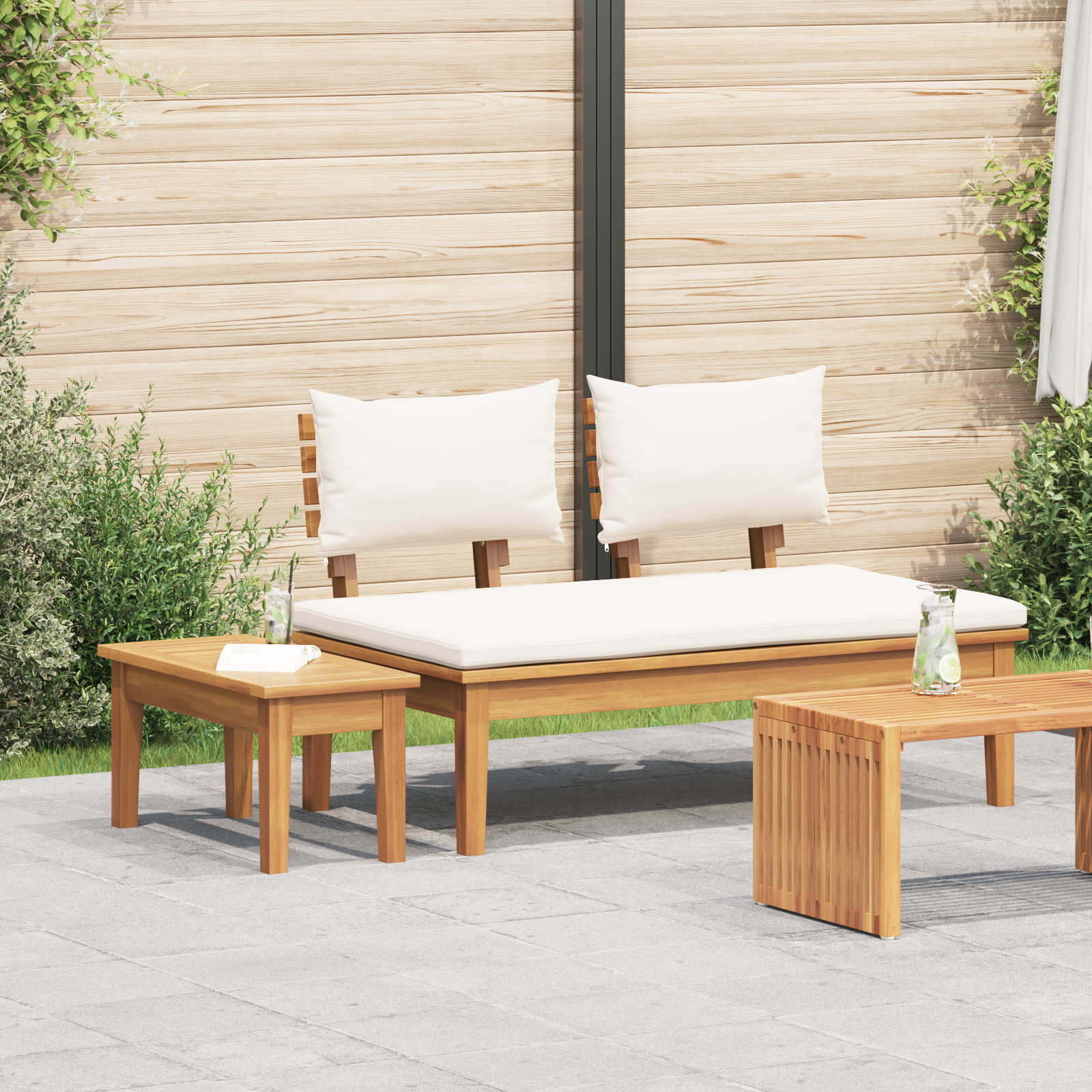 2 Piece Garden Bench Set Solid Wood Teak