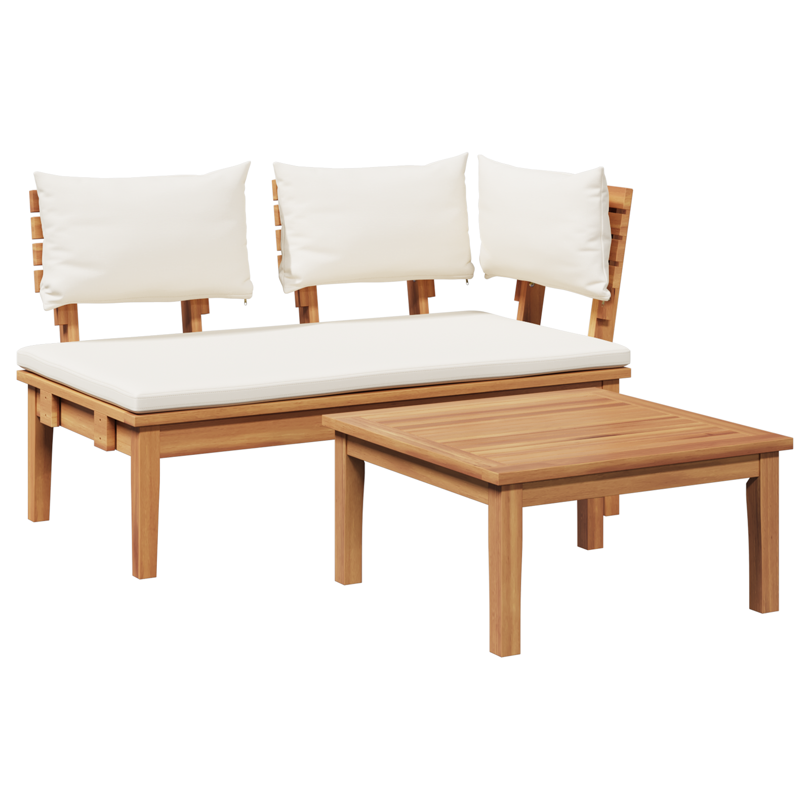2 Piece Garden Bench Set Solid Wood Teak - Image 2
