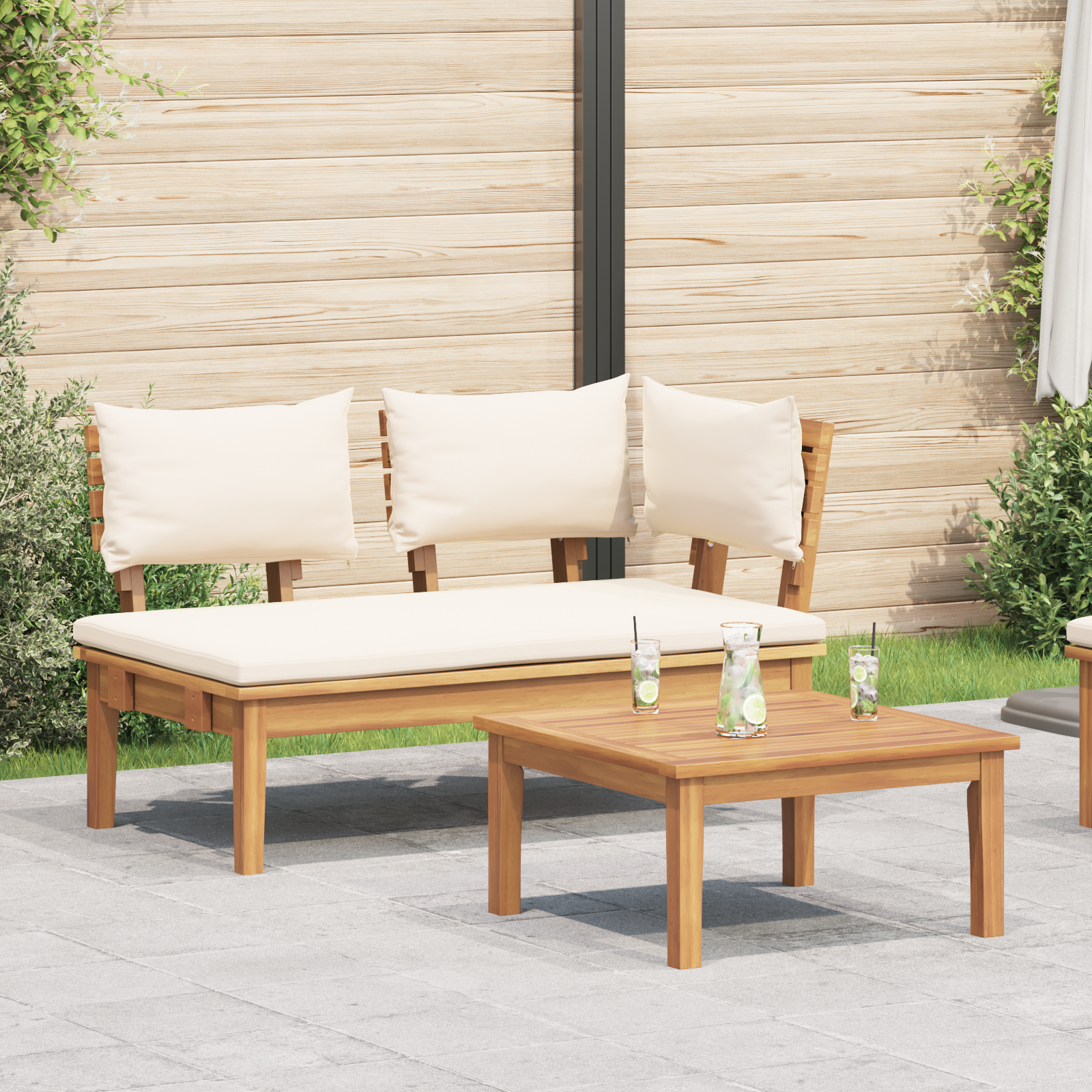 2 Piece Garden Bench Set Solid Wood Teak