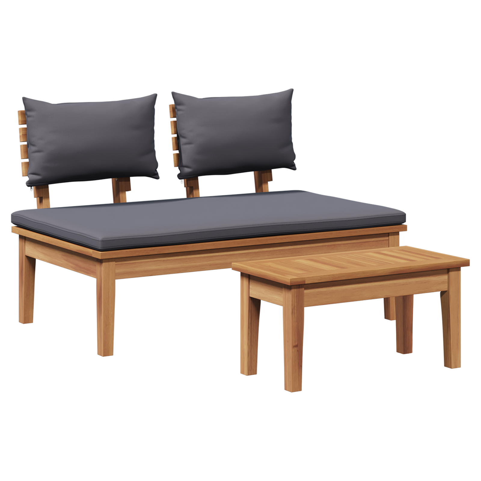 2 Piece Garden Bench Set Solid Wood Teak - Image 7