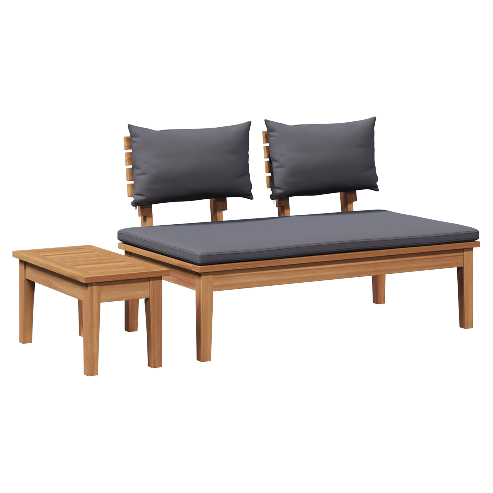2 Piece Garden Bench Set Solid Wood Teak - Image 2