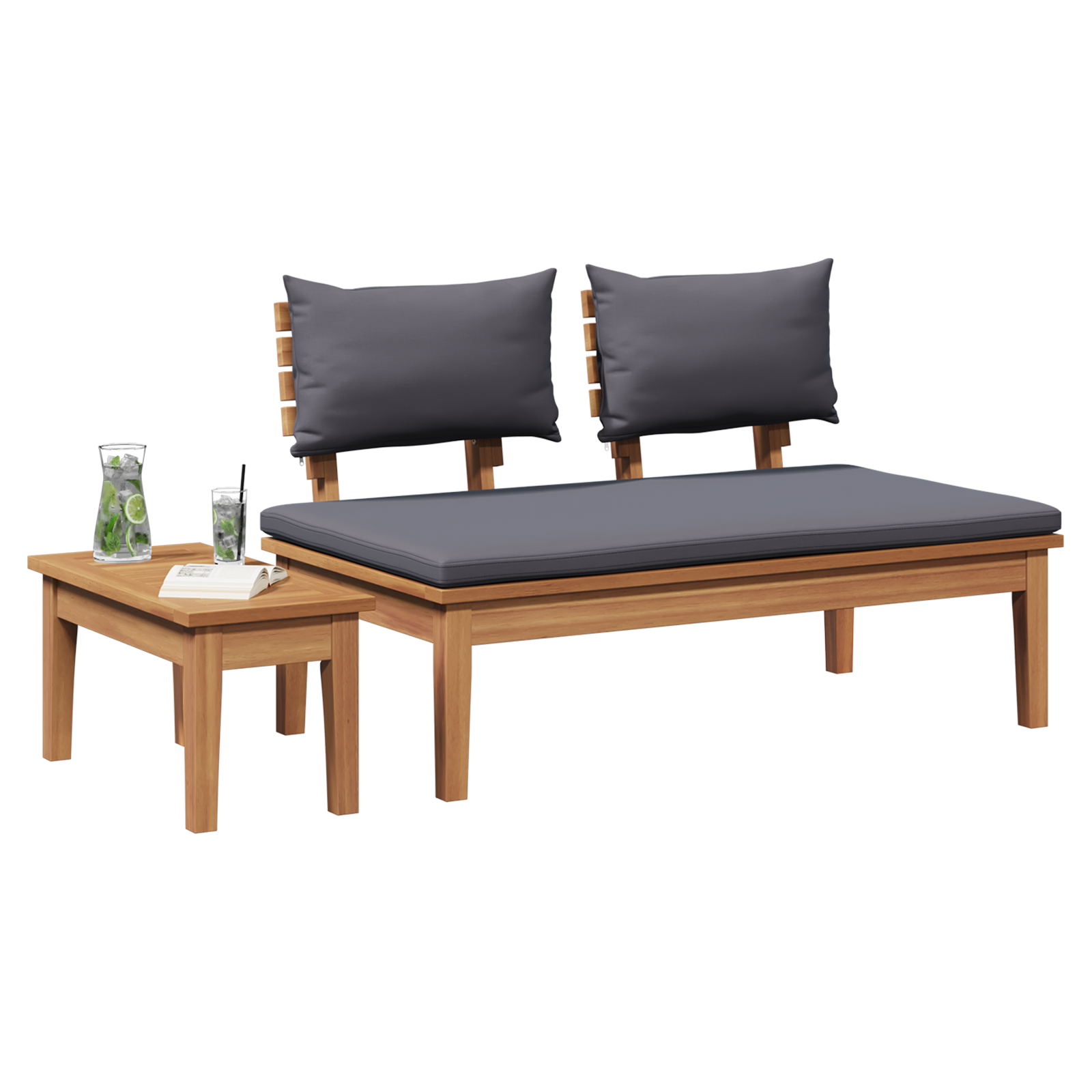 2 Piece Garden Bench Set Solid Wood Teak - Image 3