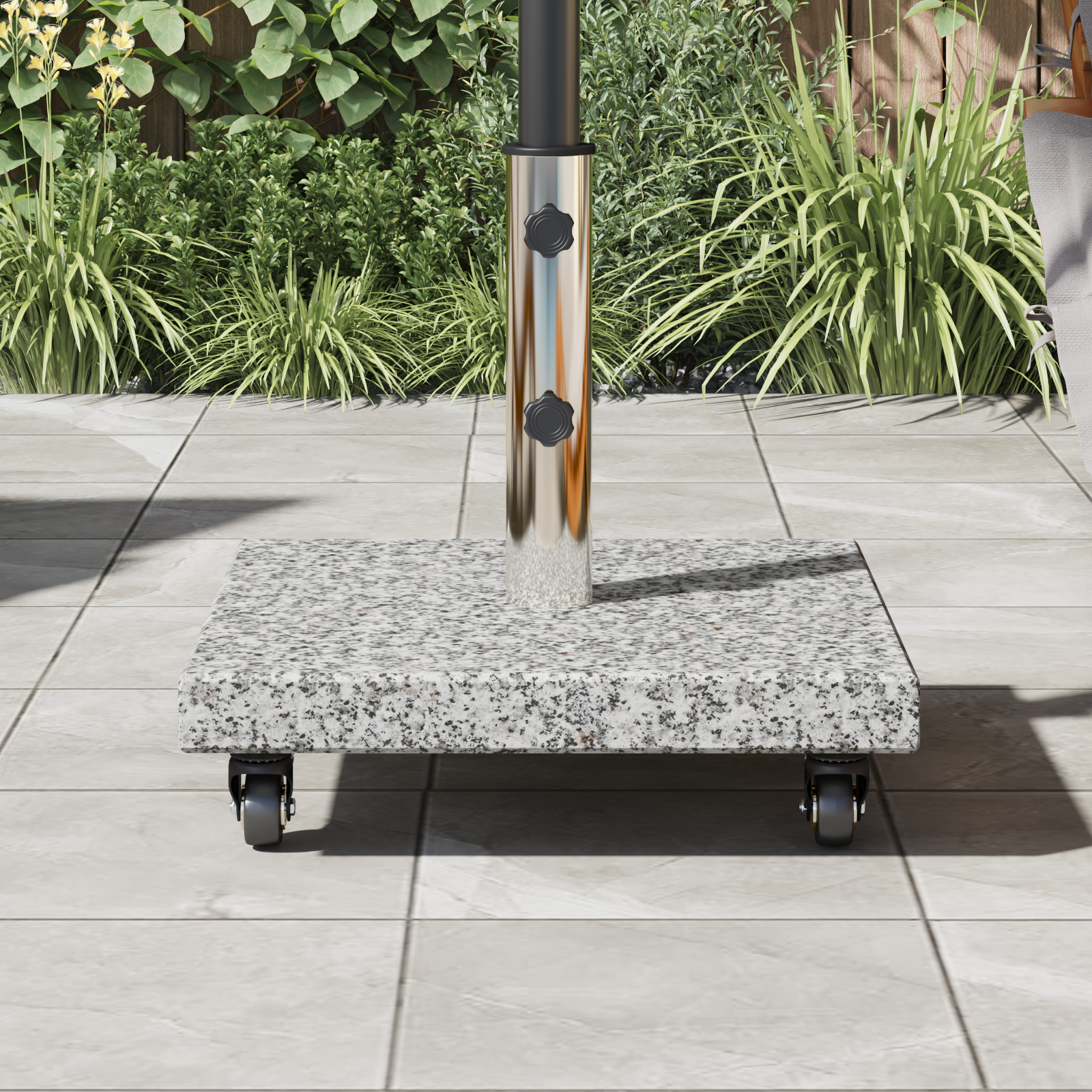 Wheeled Parasol Base for Ø38/48mm Poles Grey Granite 30 kg Square - Image 4