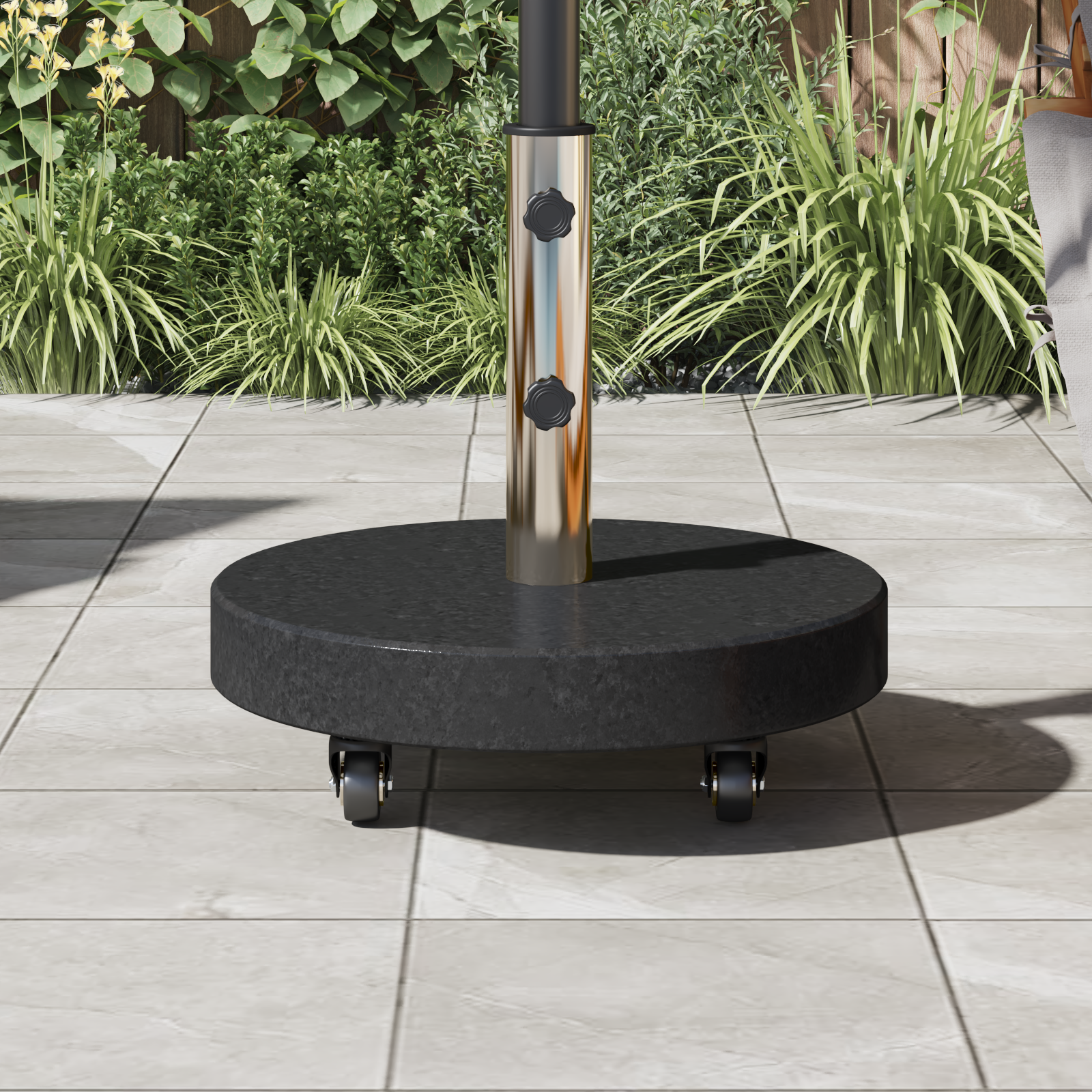 Wheeled Parasol Base for Ø38/48mm Poles Black Granite 30 kg Round - Image 4