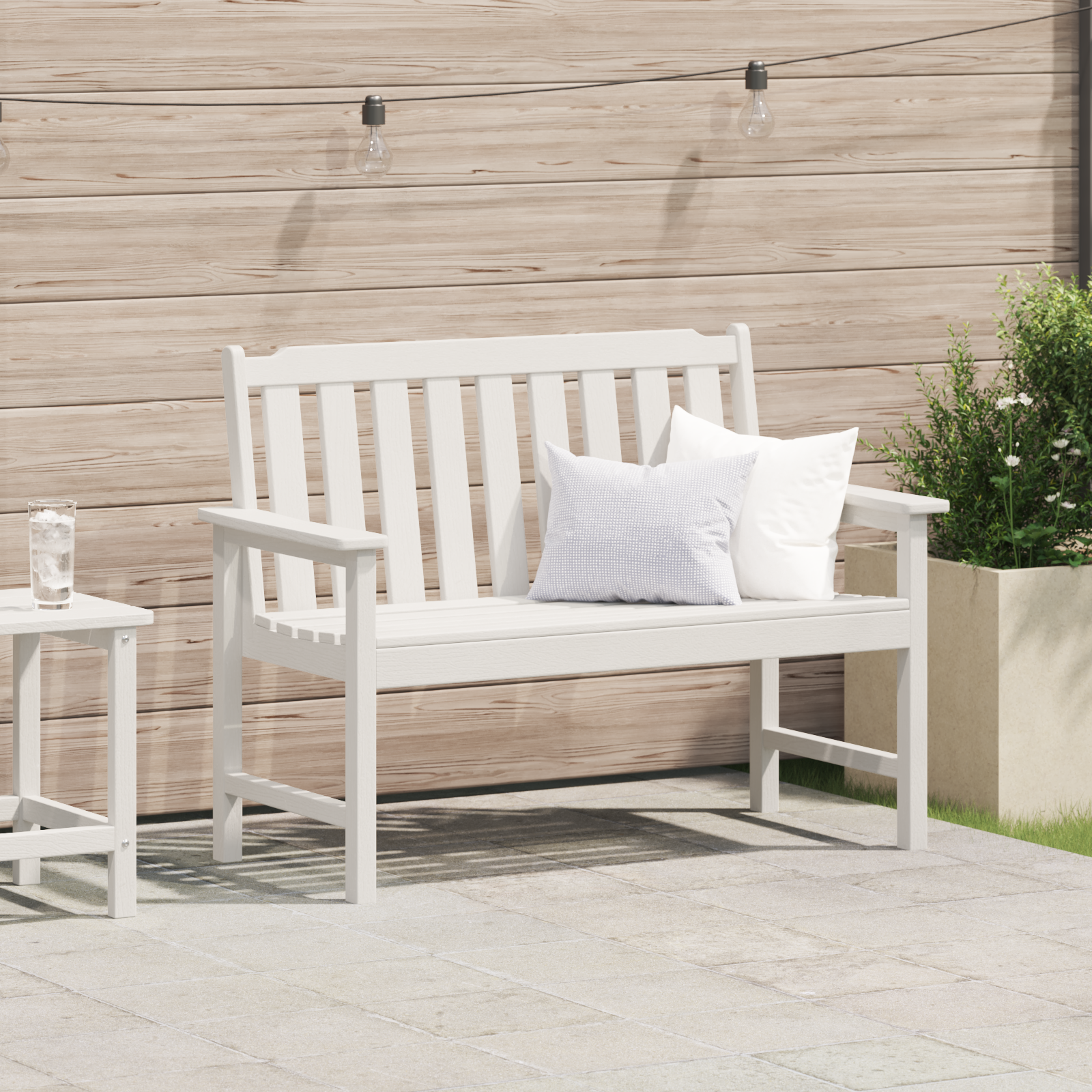 Garden Bench White 120 cm HDPE