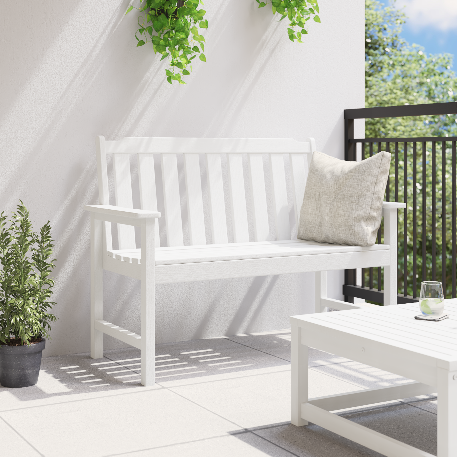 Garden Bench White 120 cm HDPE - Image 4