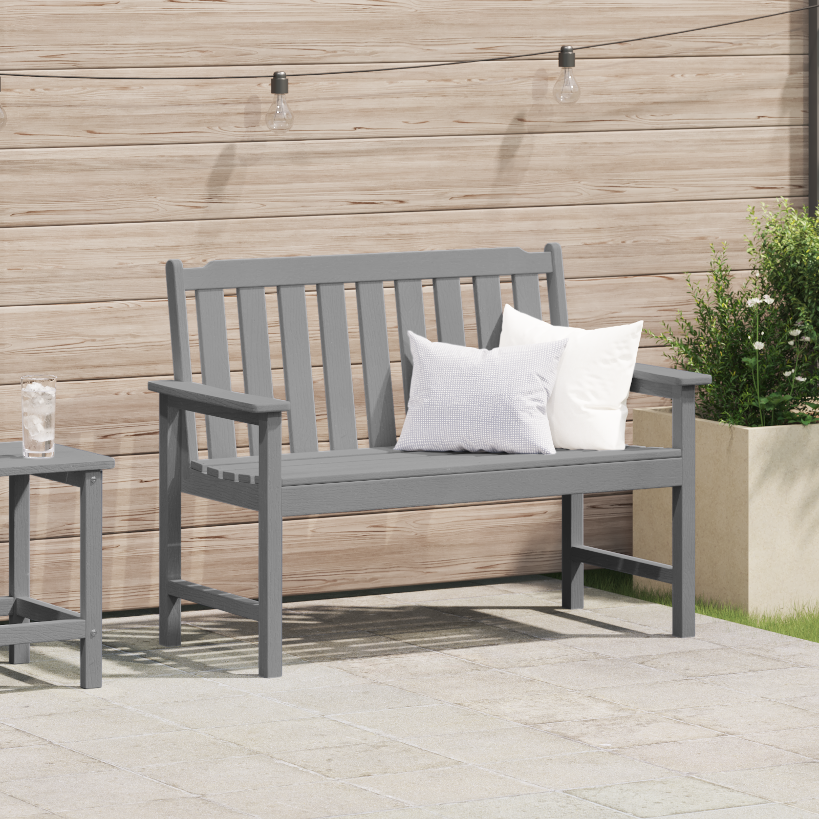 Garden Bench Light Grey 120 cm HDPE