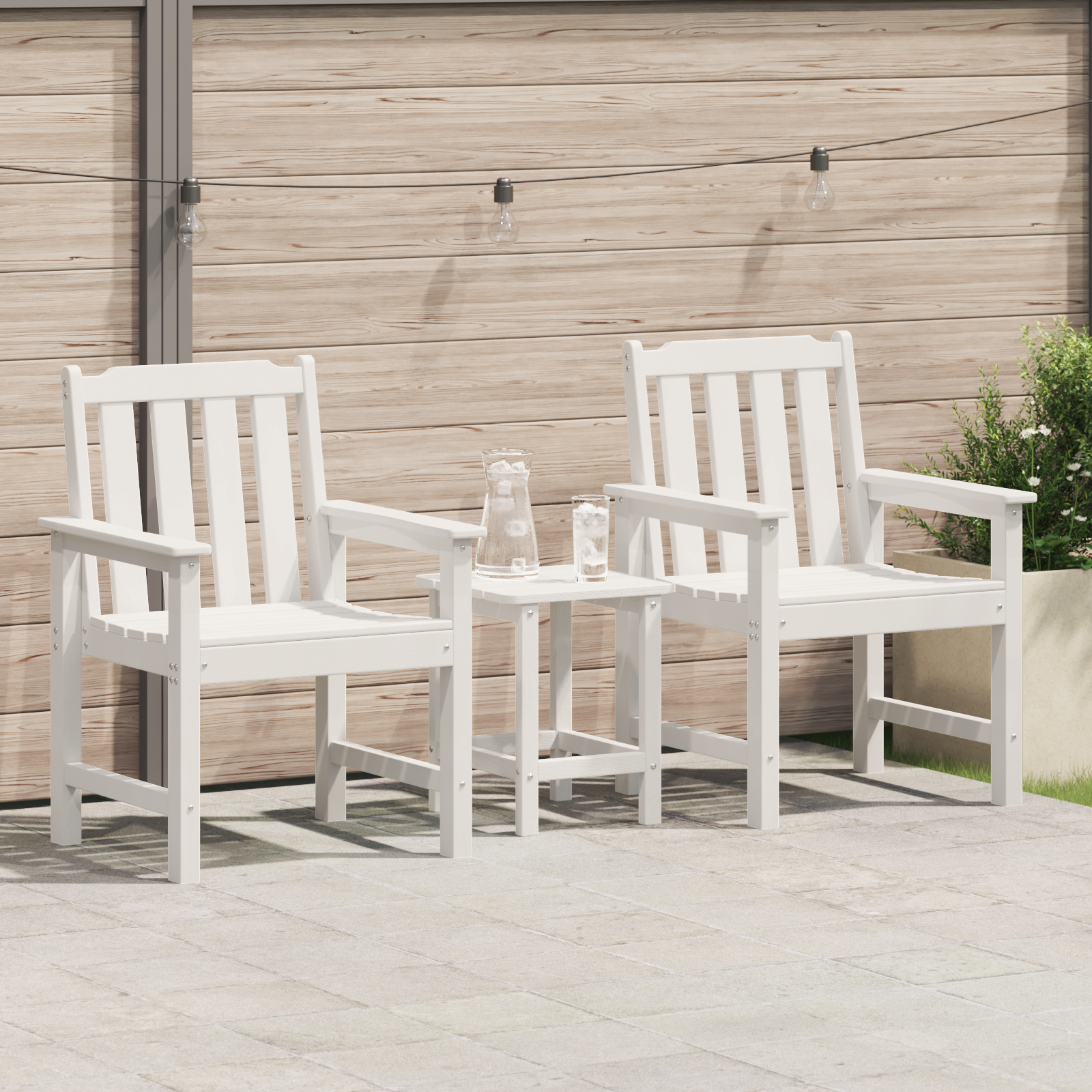 Garden Dining Chairs 2 pcs White HDPE