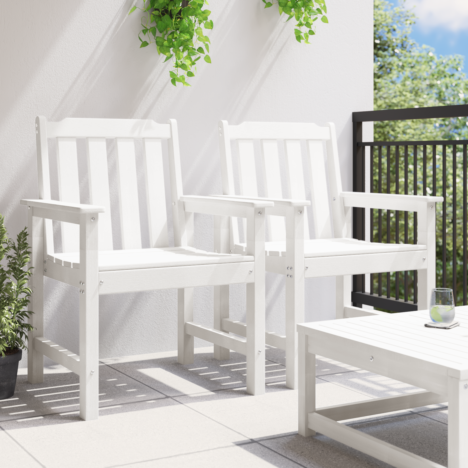 Garden Dining Chairs 2 pcs White HDPE - Image 3