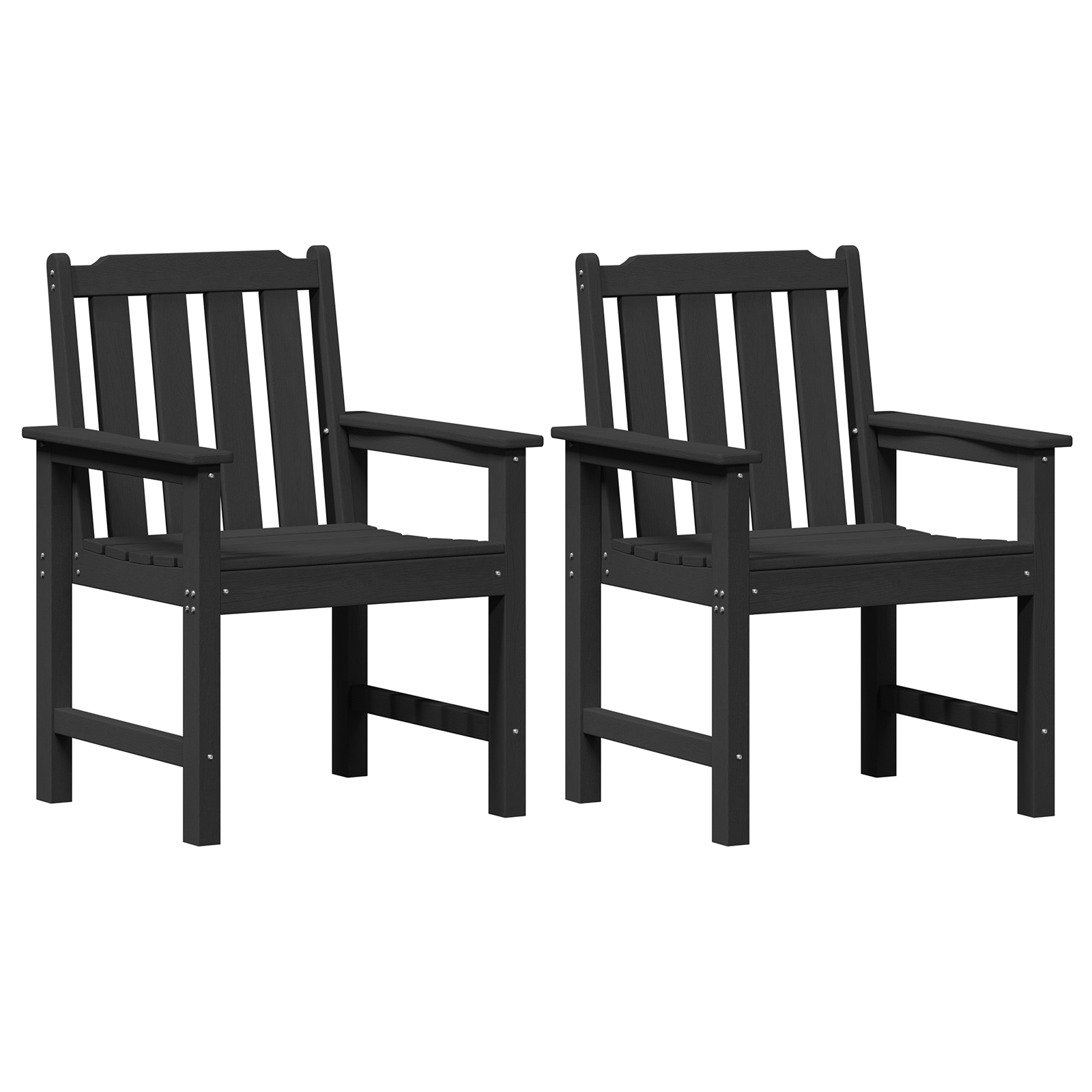 Garden Dining Chairs 2 pcs Black HDPE - Image 2
