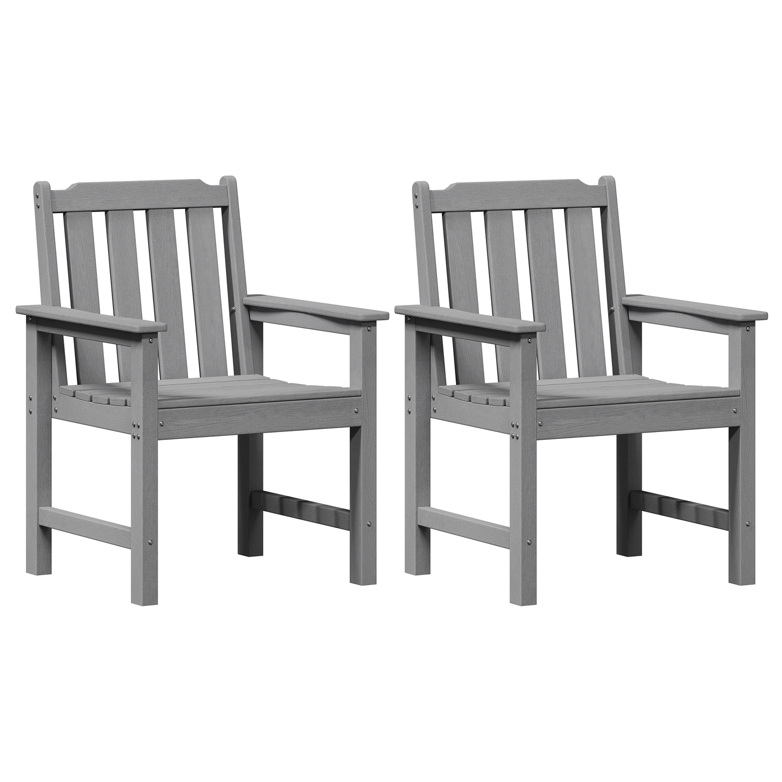 Garden Dining Chairs 2 pcs Light Grey HDPE - Image 2