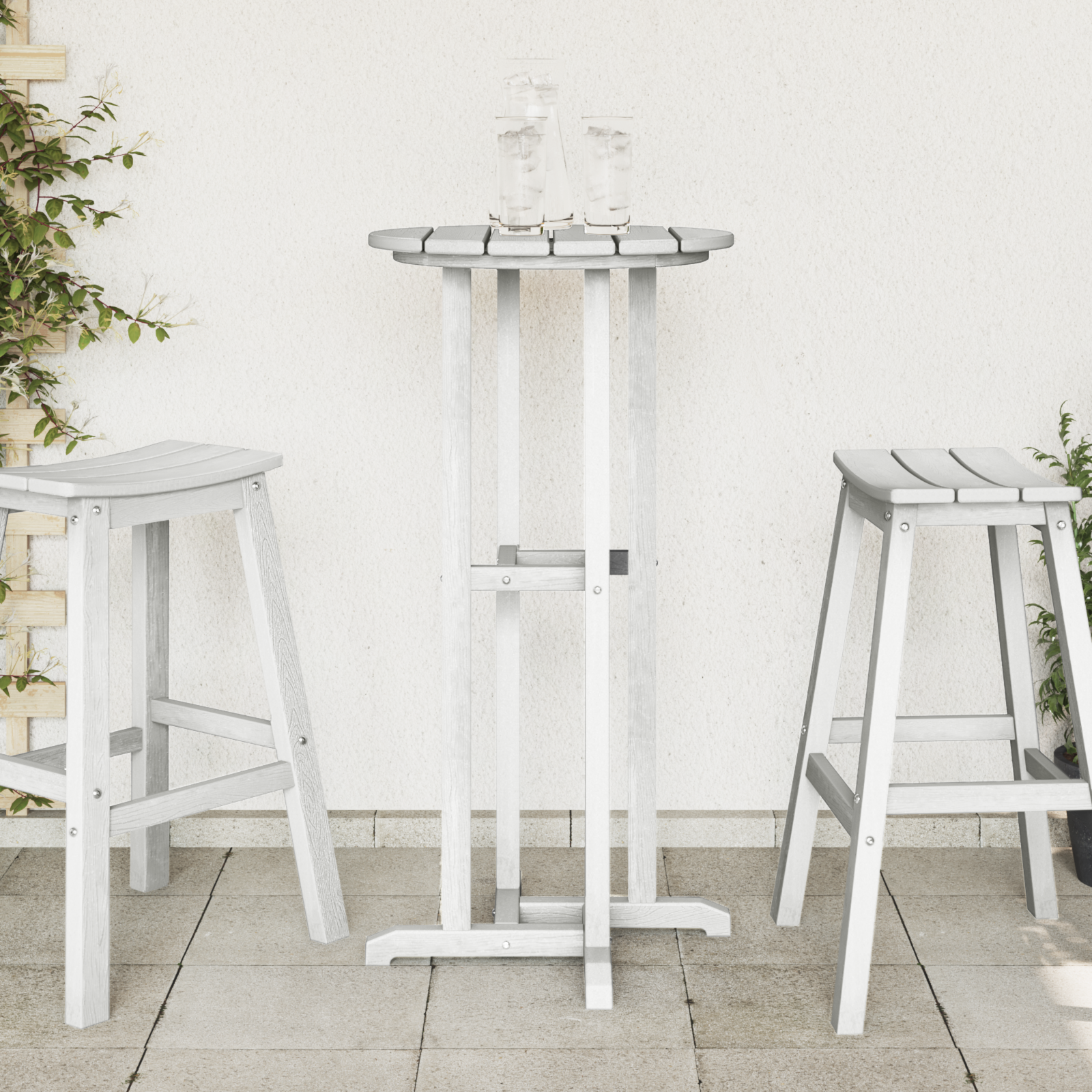 Bar Table White 55x55x107 cm HDPE - Image 4