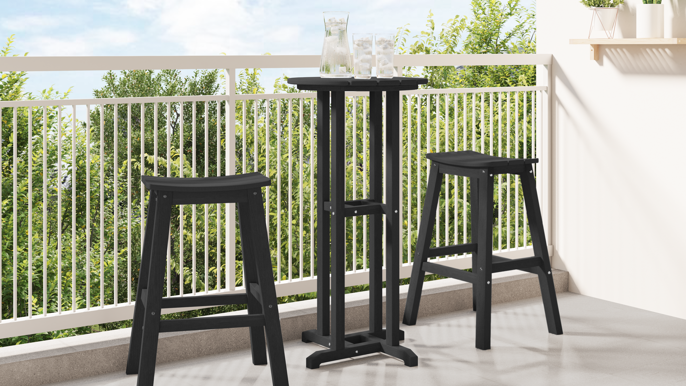 Bar Table Black 55x55x107 cm HDPE