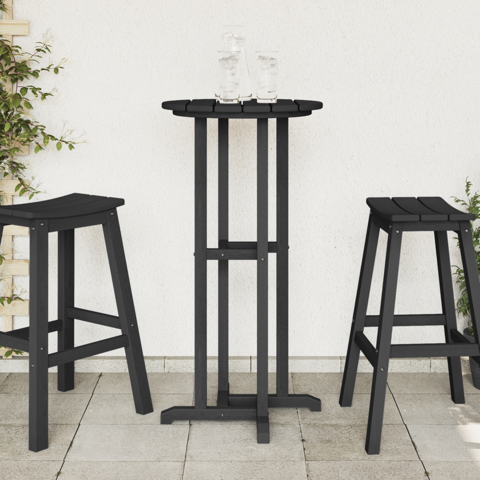 Bar Table Black 55x55x107 cm HDPE - Image 4