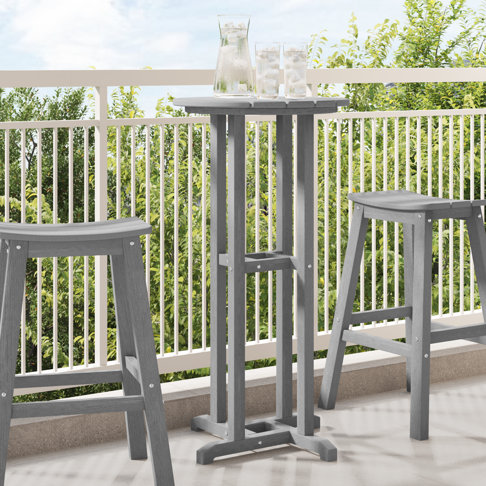 Bar Table Light Grey 55x55x107 cm HDPE