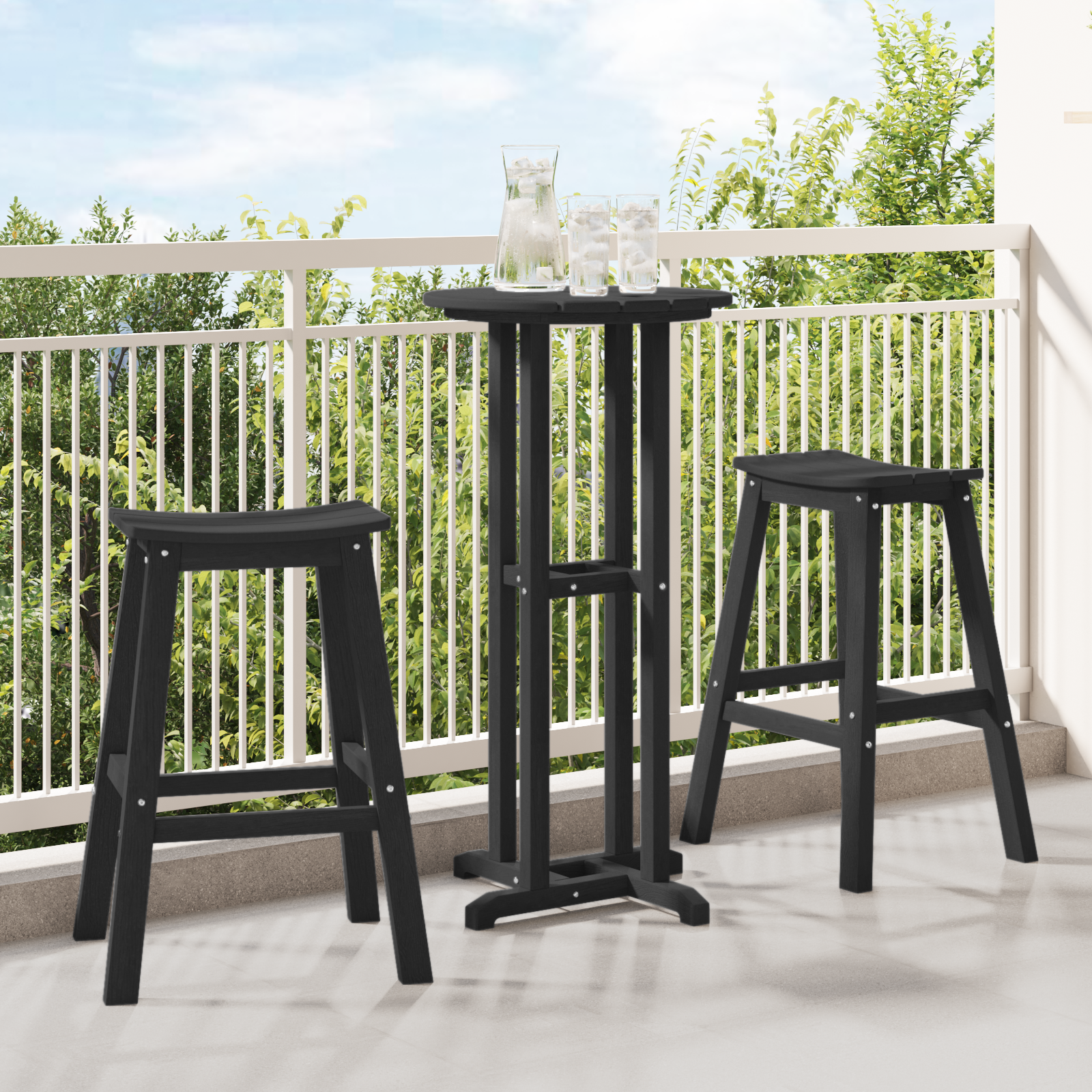 Bar Stools 2 pcs Black HDPE