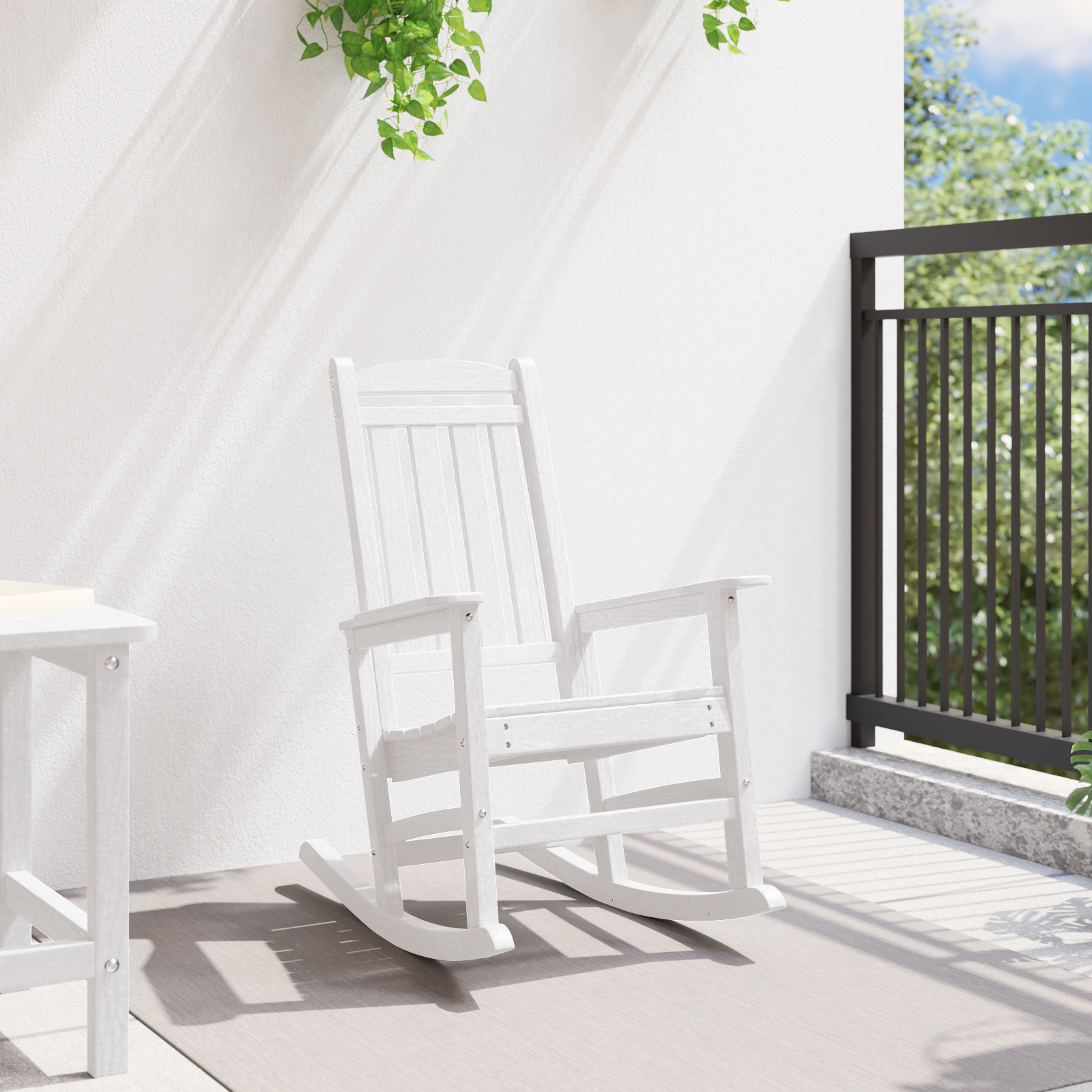 Garden Rocking Chair White 70x92x108 cm HDPE - Image 3
