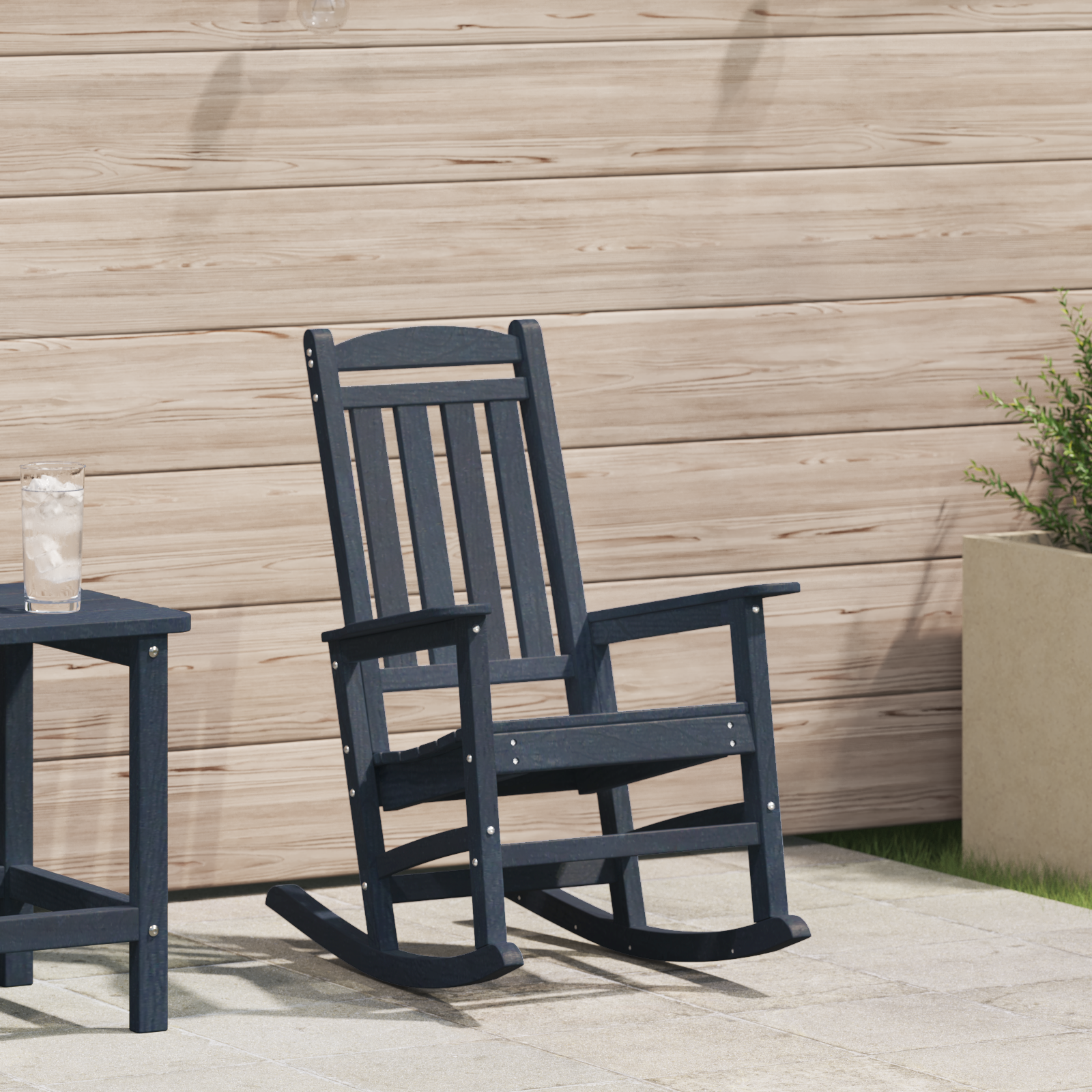 Garden Rocking Chair Navy Blue 70x92x108 cm HDPE