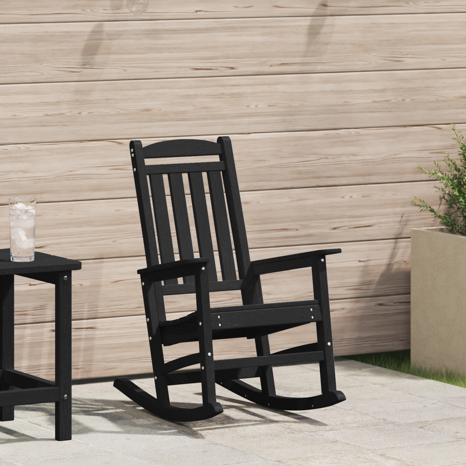 Garden Rocking Chair Black 70x92x108 cm HDPE