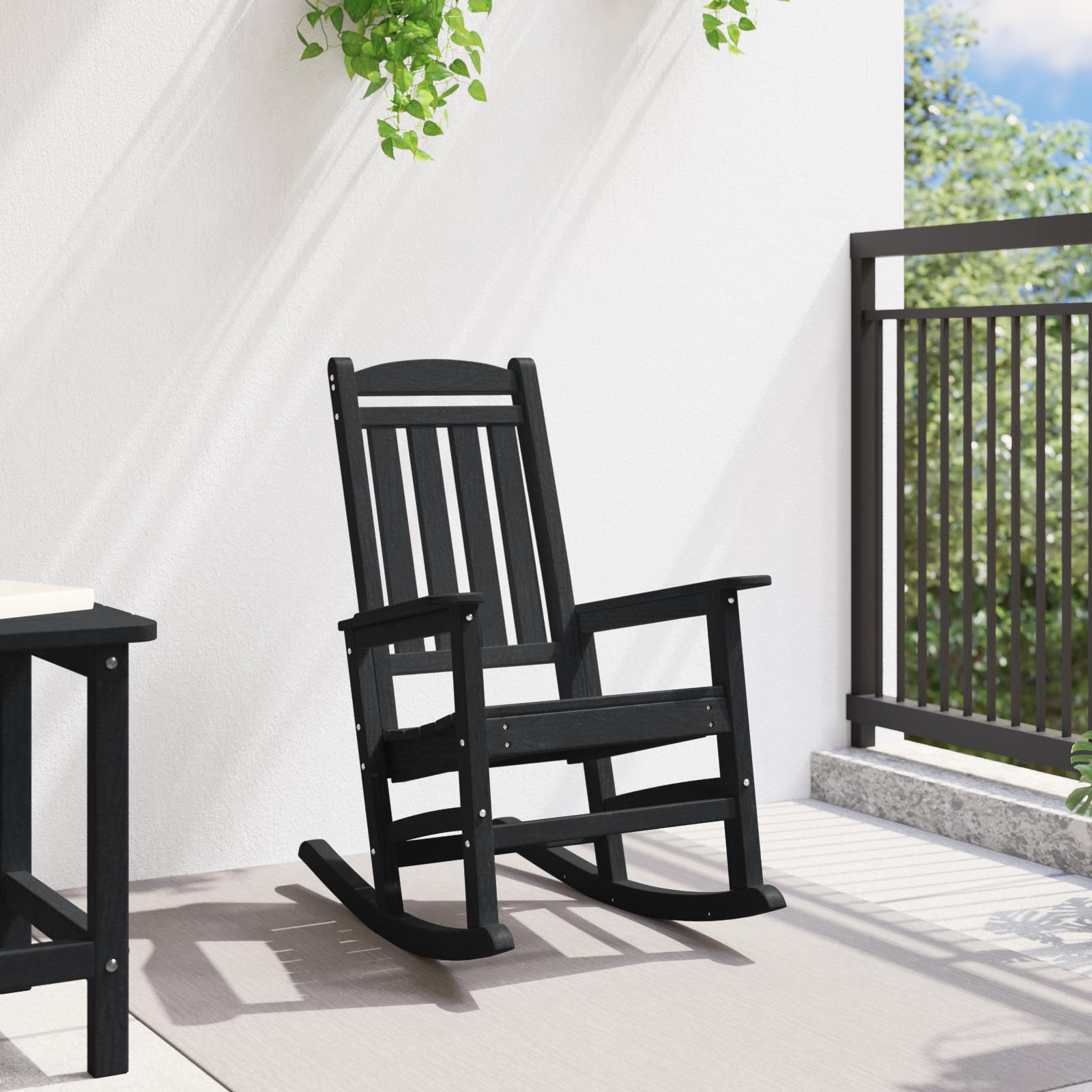 Garden Rocking Chair Black 70x92x108 cm HDPE - Image 3