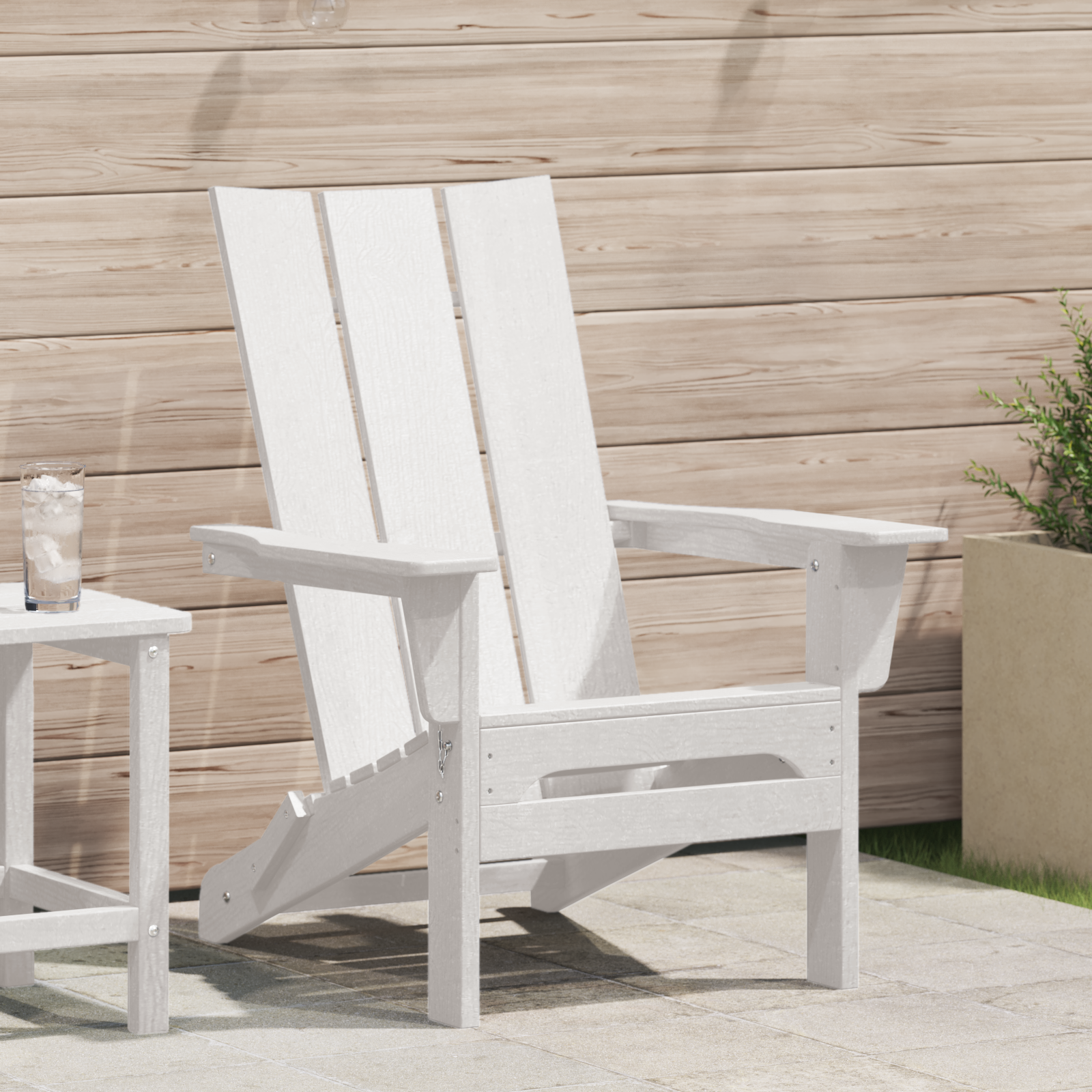Folding Adirondack Chair White 74.5x80.5x90 cm HDPE