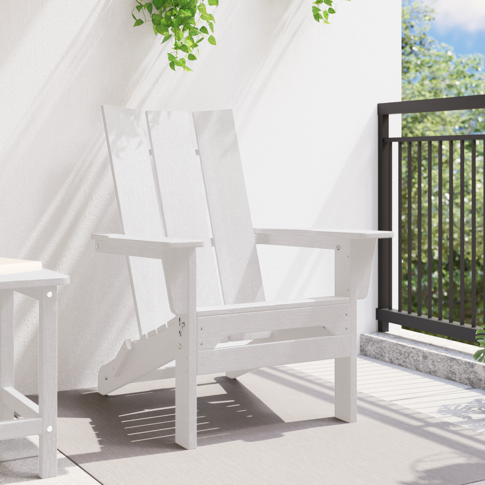 Folding Adirondack Chair White 74.5x80.5x90 cm HDPE - Image 3