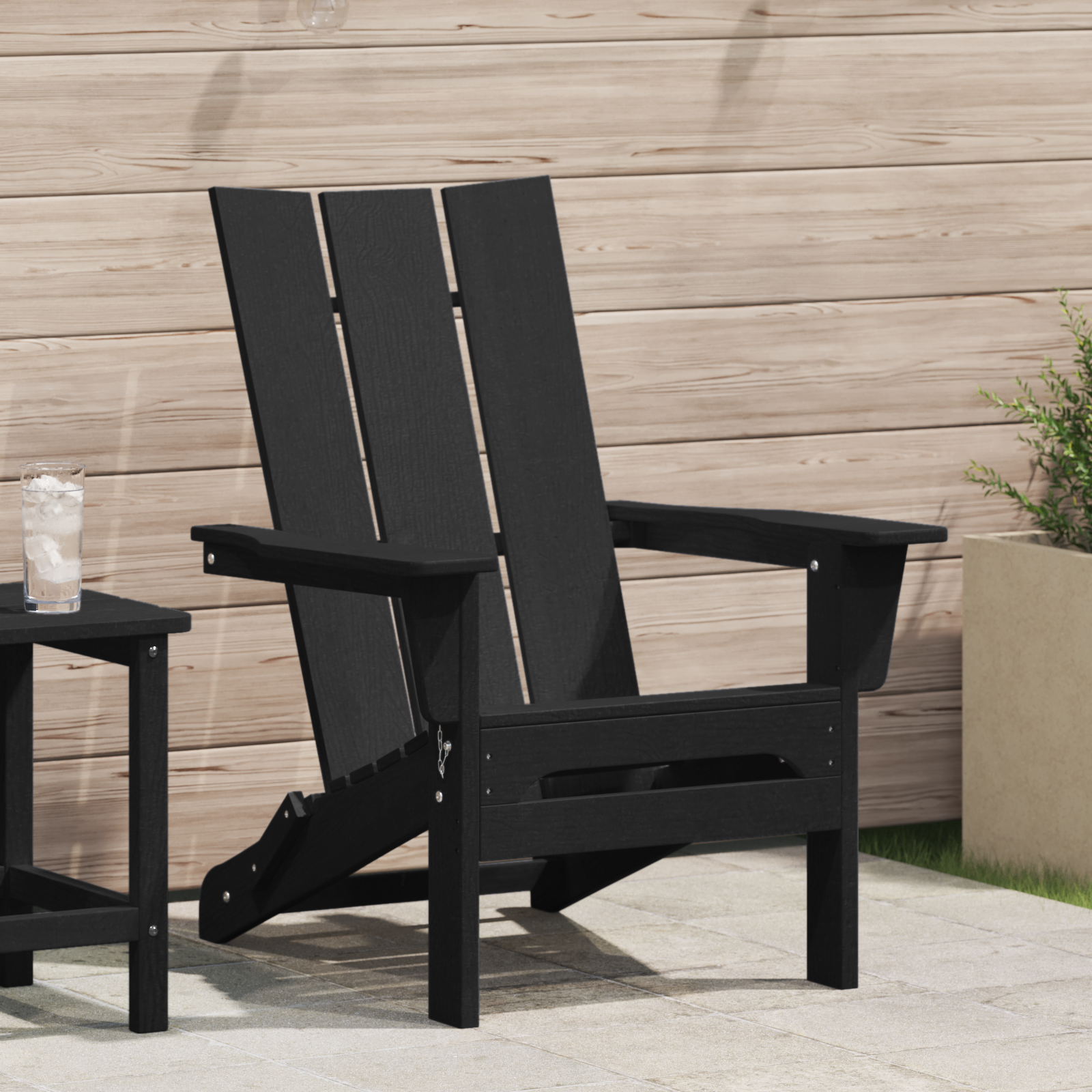 Folding Adirondack Chair Black 74.5x80.5x90 cm HDPE