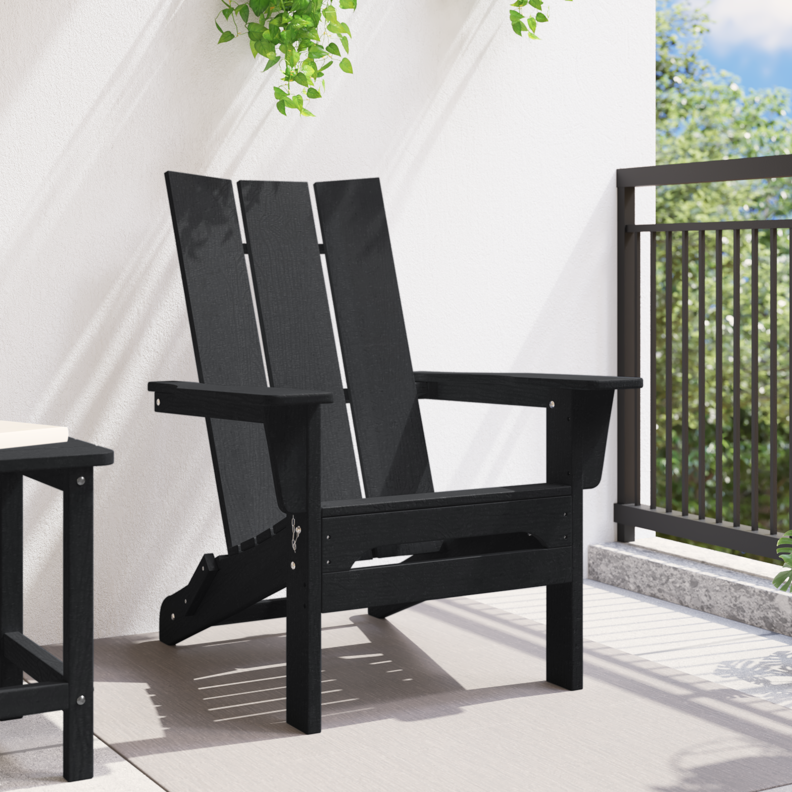 Folding Adirondack Chair Black 74.5x80.5x90 cm HDPE - Image 3