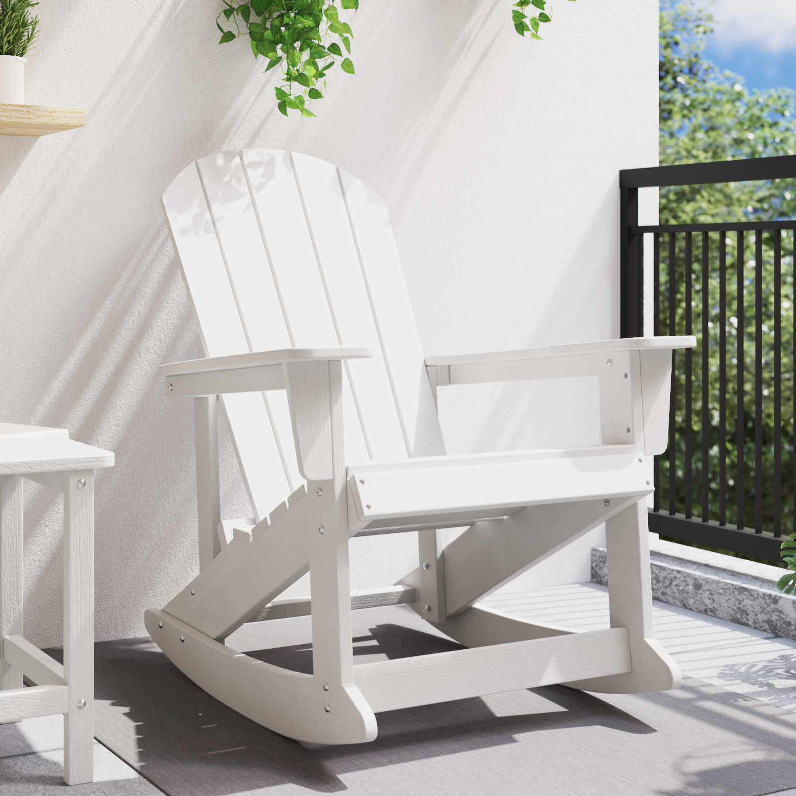 Adirondack Schaukelstuhl Weiß 73.5x92x90 cm HDPE - Gartenmöbel - Your Garden Eden