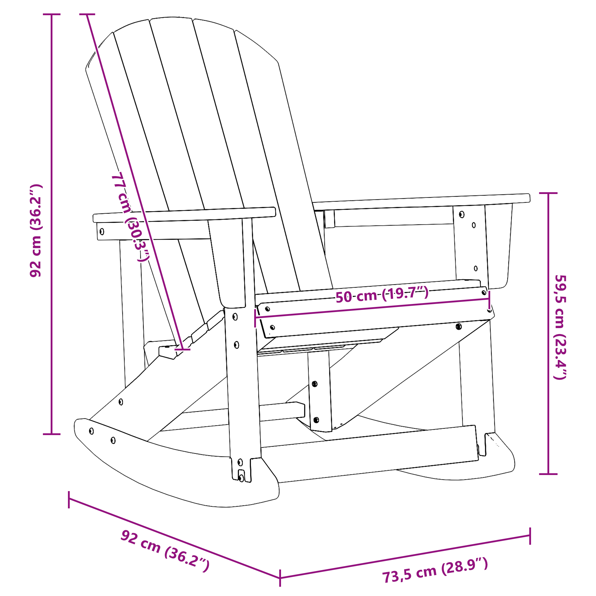 Adirondack Schaukelstuhl Weiß 73.5x92x90 cm HDPE - Gartenmöbel - Your Garden Eden