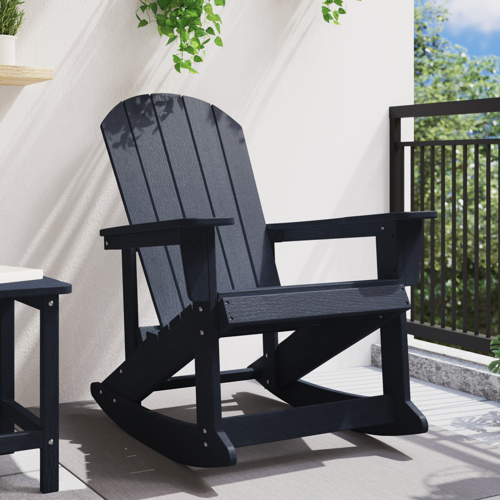 Adirondack Rocking Chair Navy Blue 73.5x92x90 cm HDPE - Image 3