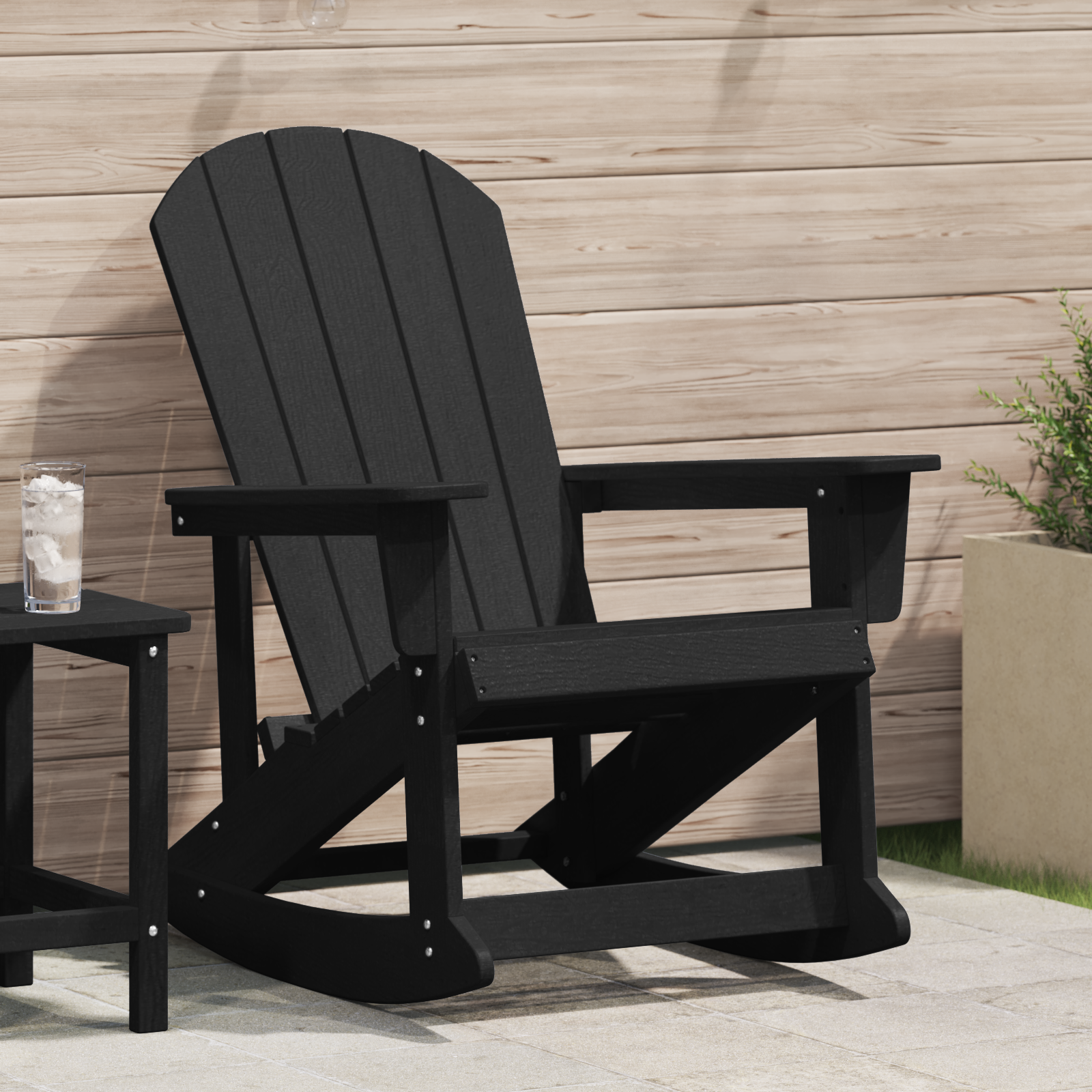 Adirondack Schaukelstuhl Schwarz 73.5x92x90 cm HDPE - Gartenmöbel - Your Garden Eden