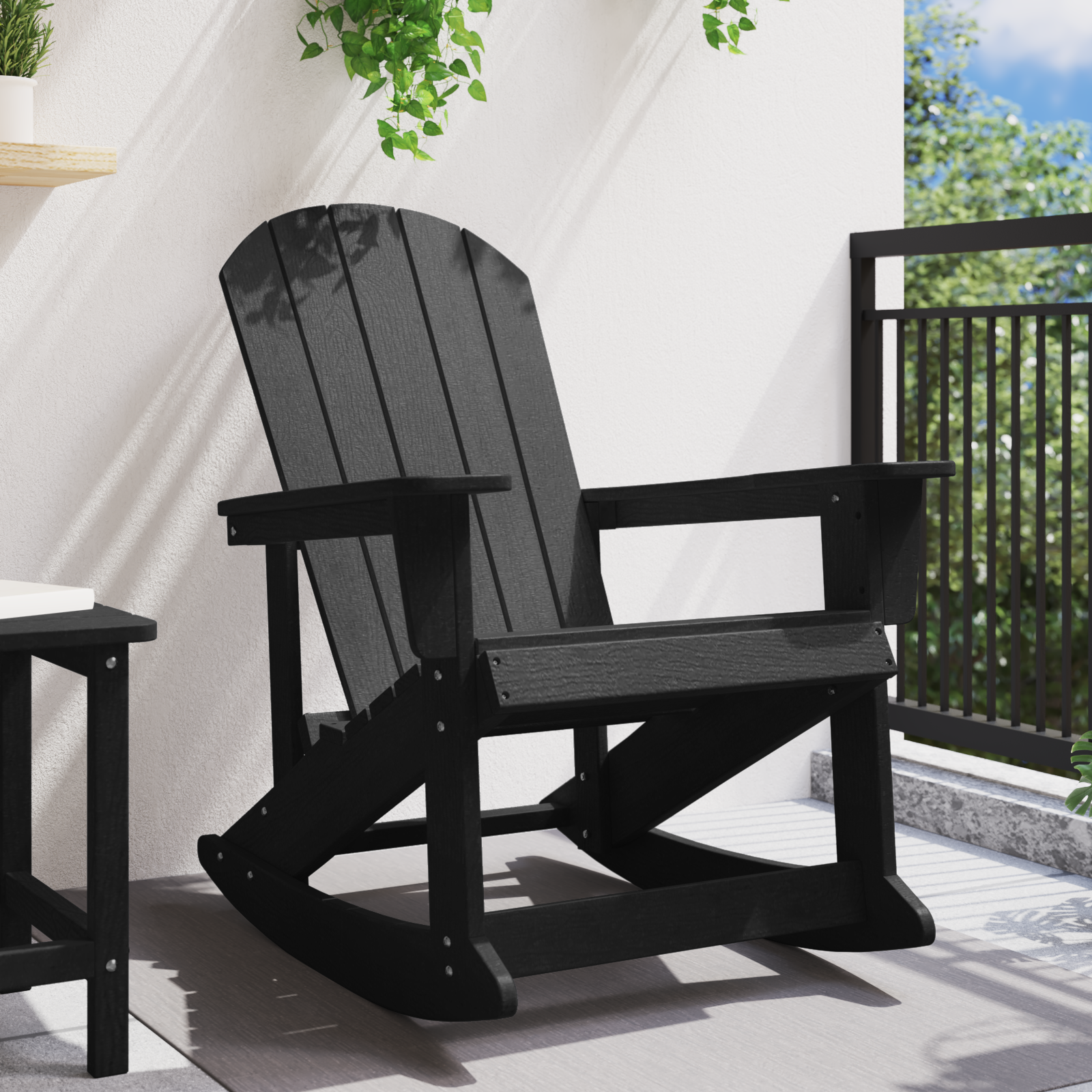 Adirondack Schaukelstuhl Schwarz 73.5x92x90 cm HDPE - Gartenmöbel - Your Garden Eden