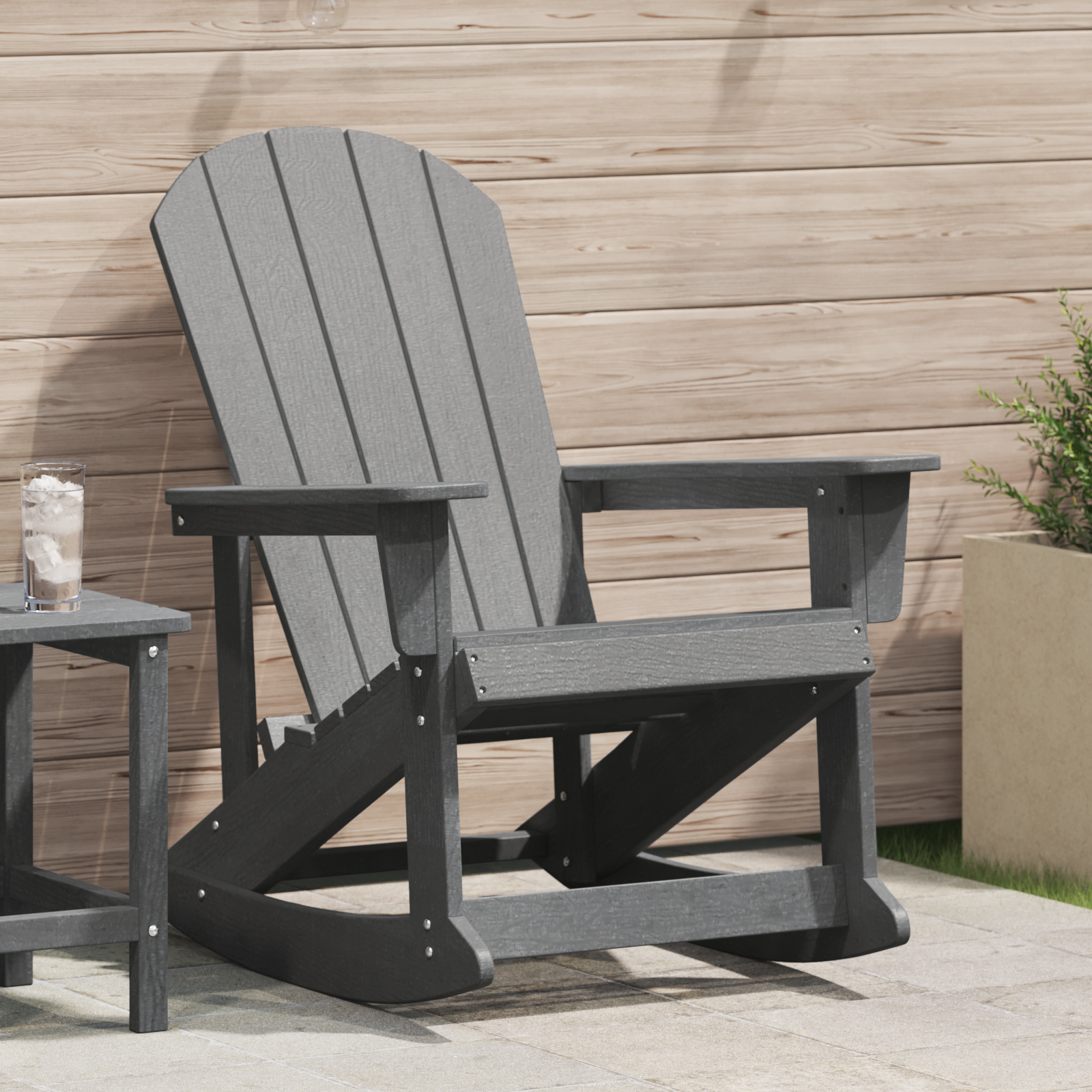 Adirondack Schaukelstuhl Hellgrau 73.5x92x90 cm HDPE - Gartenmöbel - Your Garden Eden