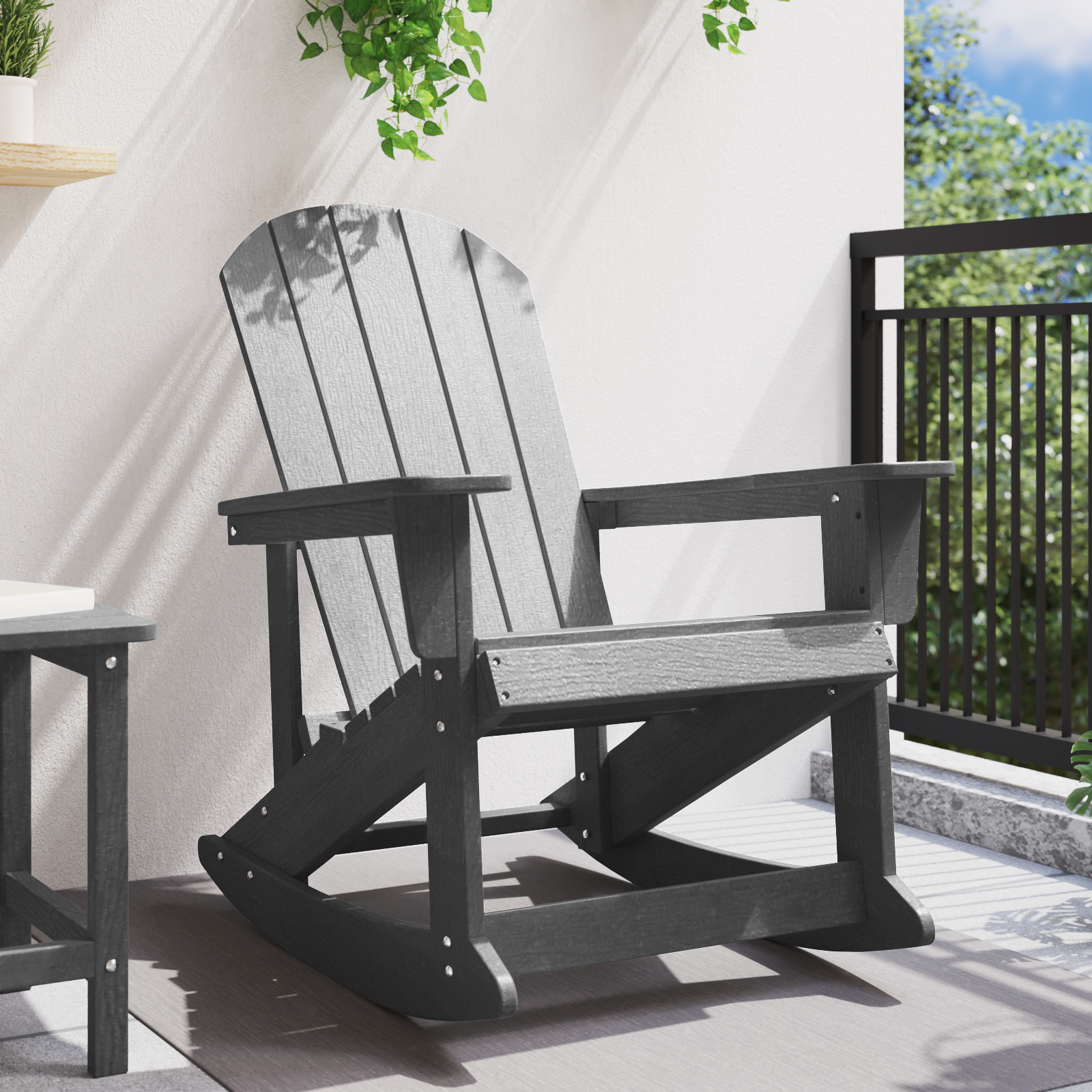 Adirondack Schaukelstuhl Hellgrau 73.5x92x90 cm HDPE - Gartenmöbel - Your Garden Eden