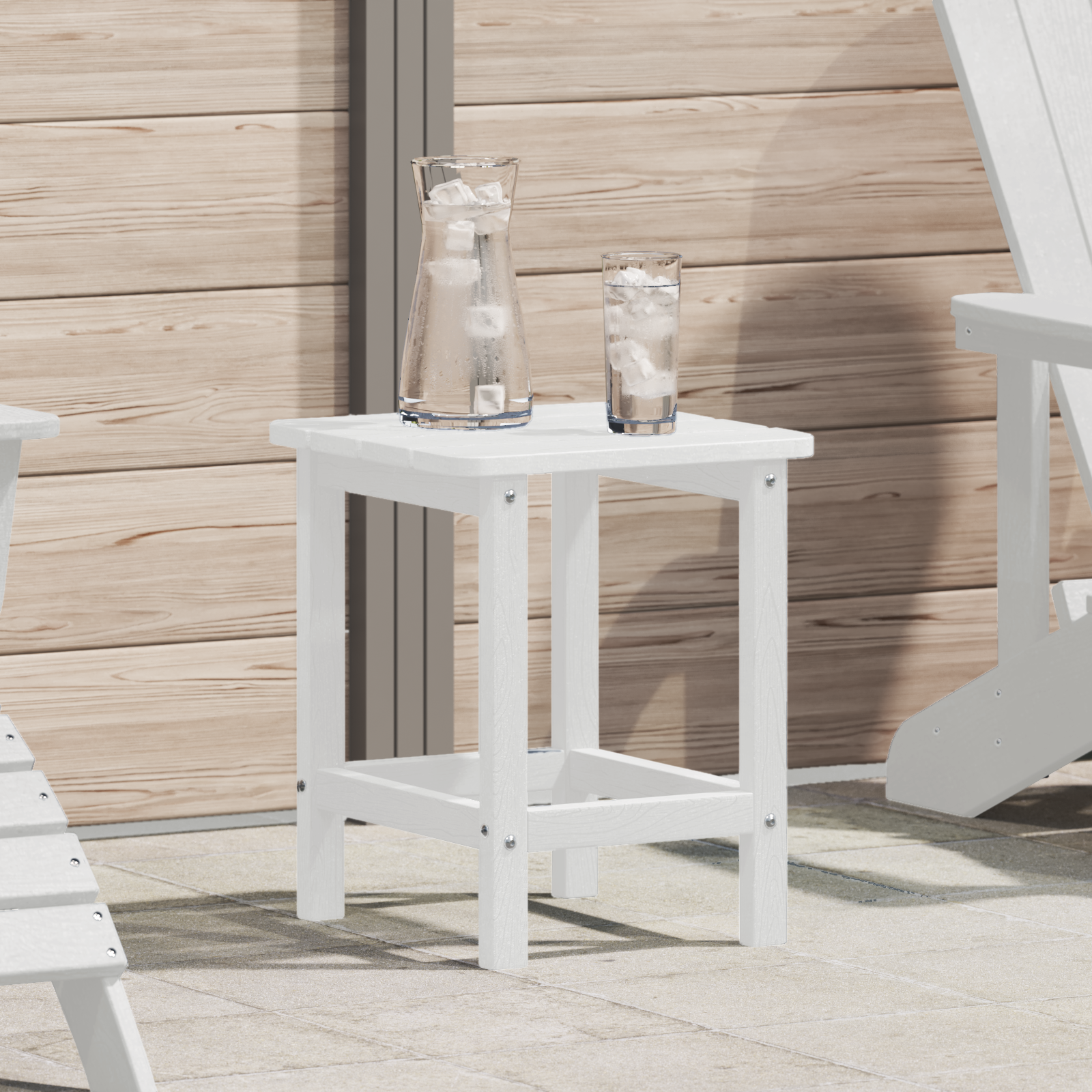 Adirondack Side Table White 38x38x45 cm HDPE