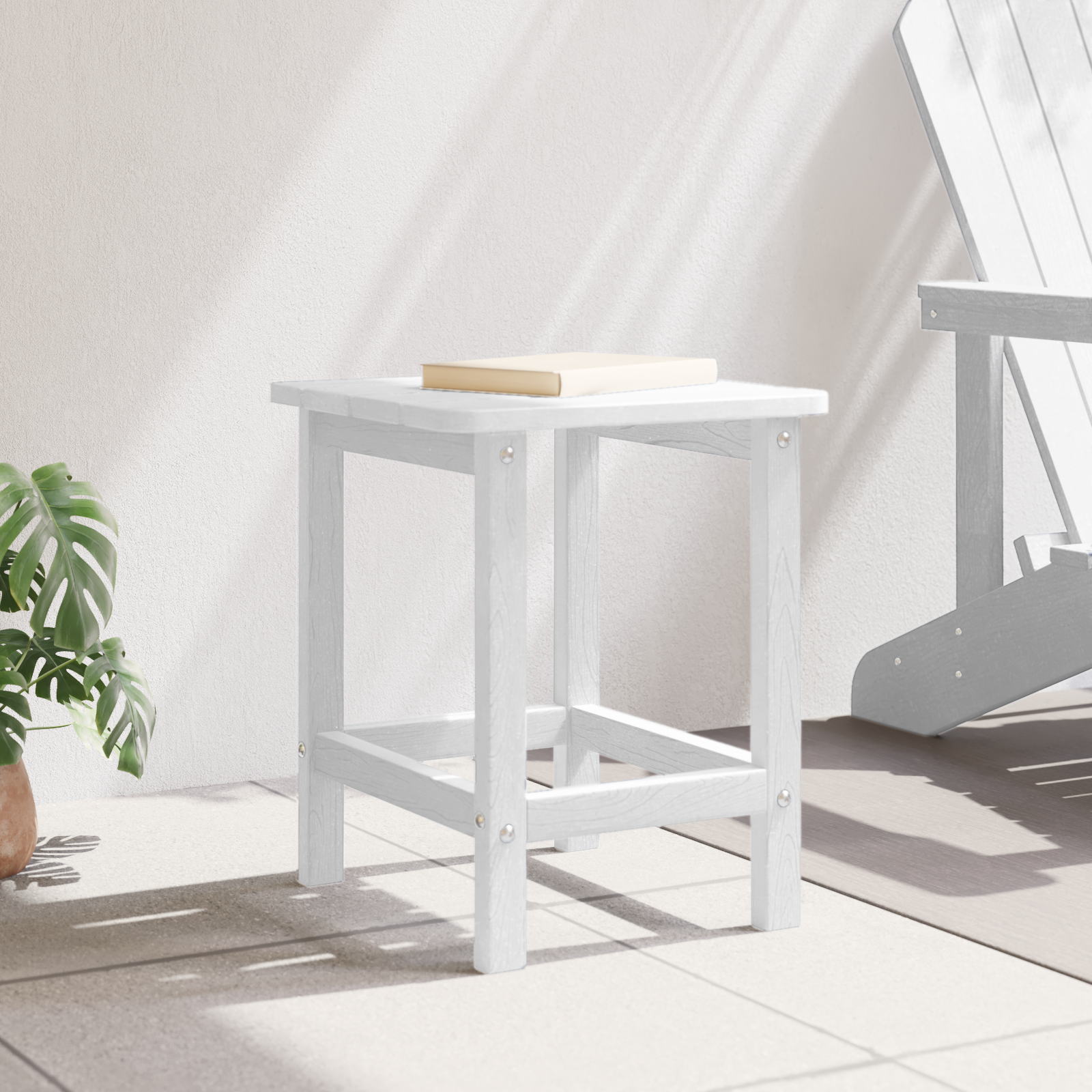 Adirondack Side Table White 38x38x45 cm HDPE - Image 4