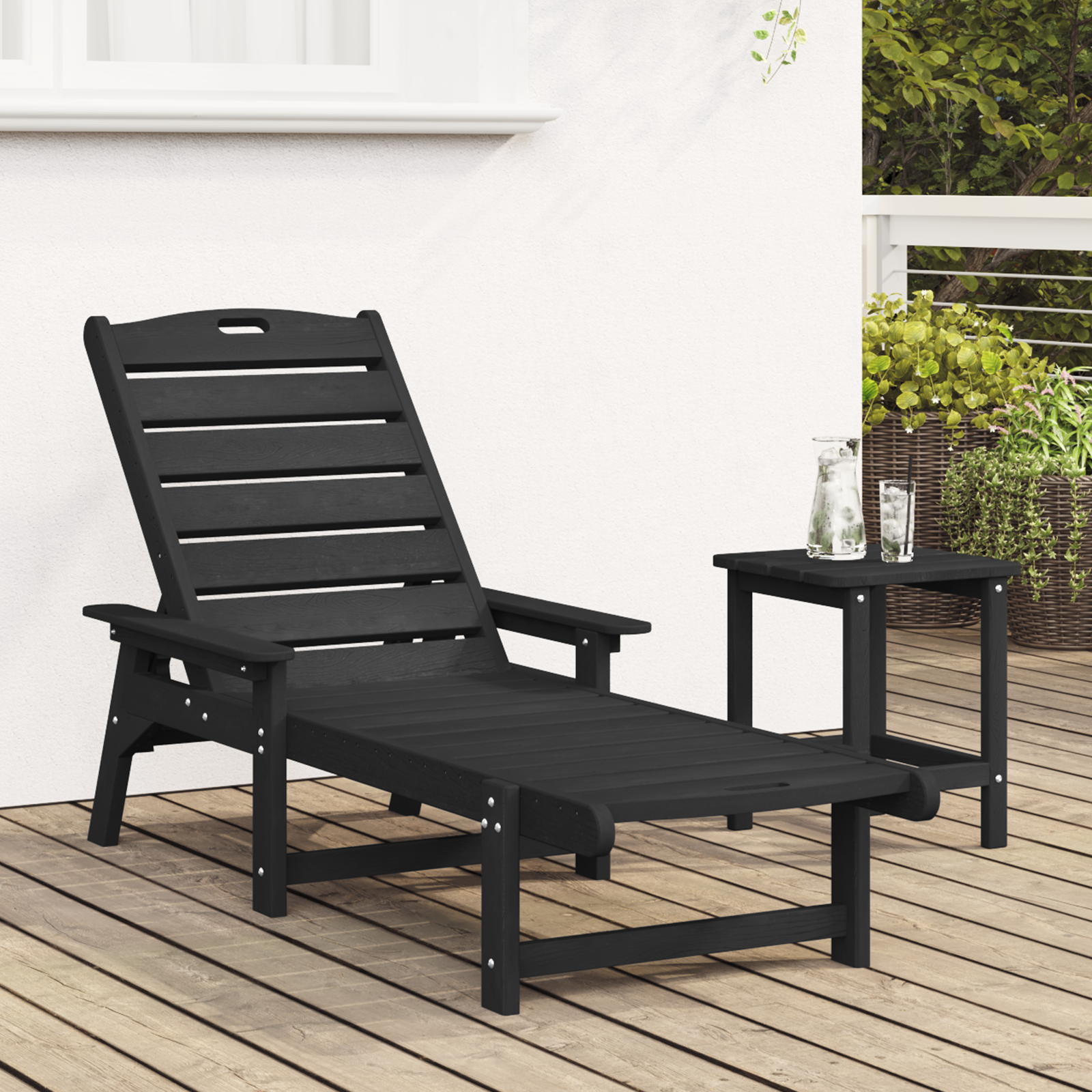 Sun Lounger Black 53x162x98.5 cm HDPE - Image 3
