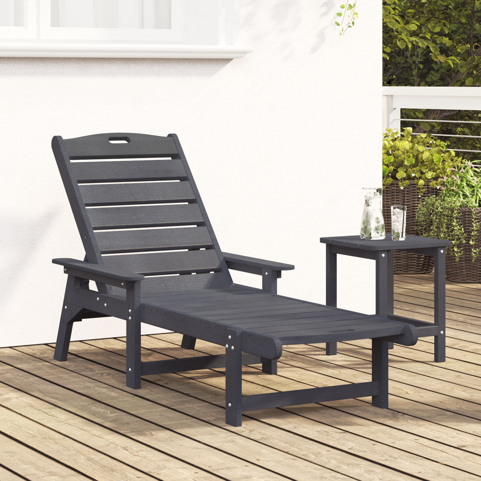 Sun Lounger Light Grey 53x162x98.5 cm HDPE - Image 3