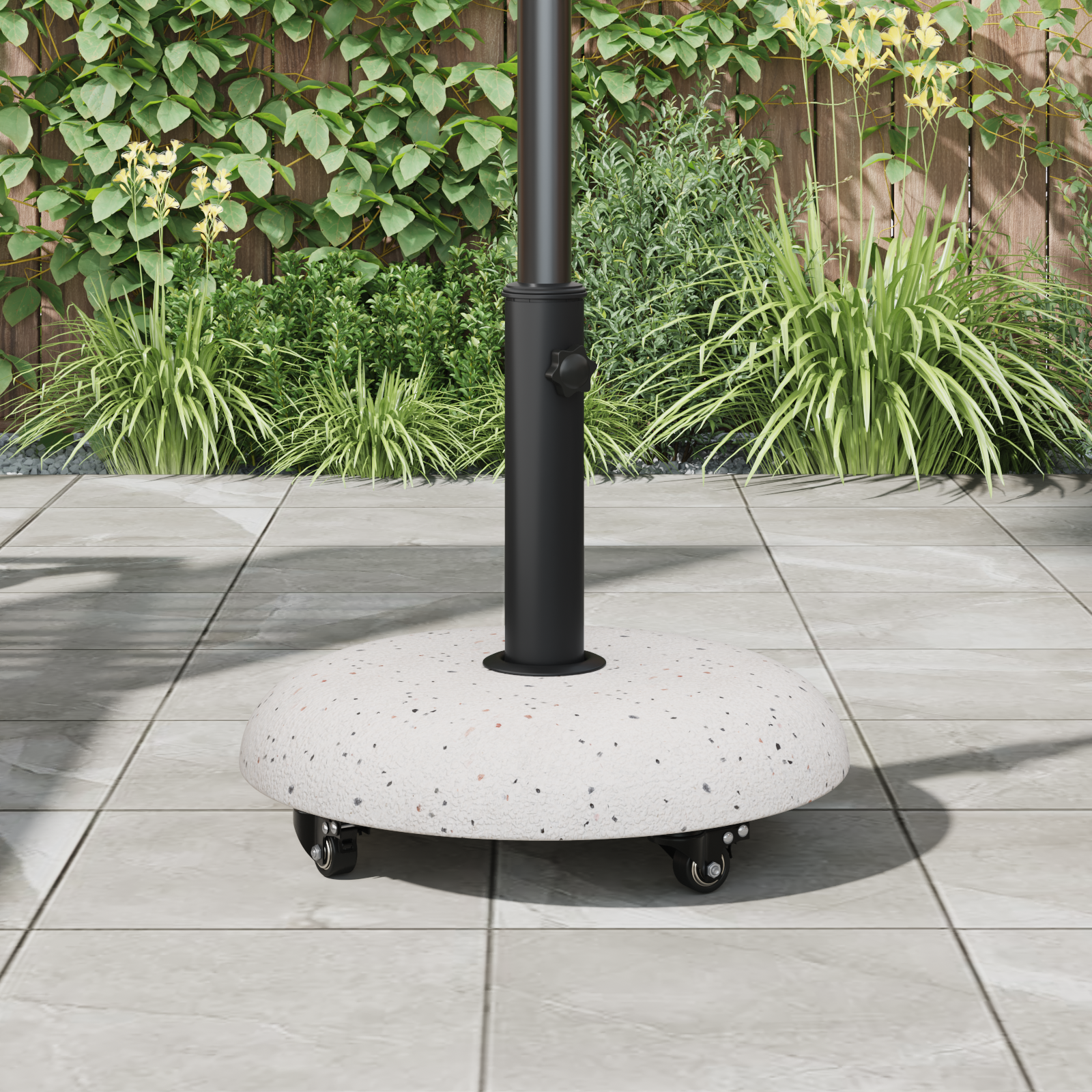 Wheeled Parasol Base for 37/42/52/58mm Poles White Concrete - Image 4