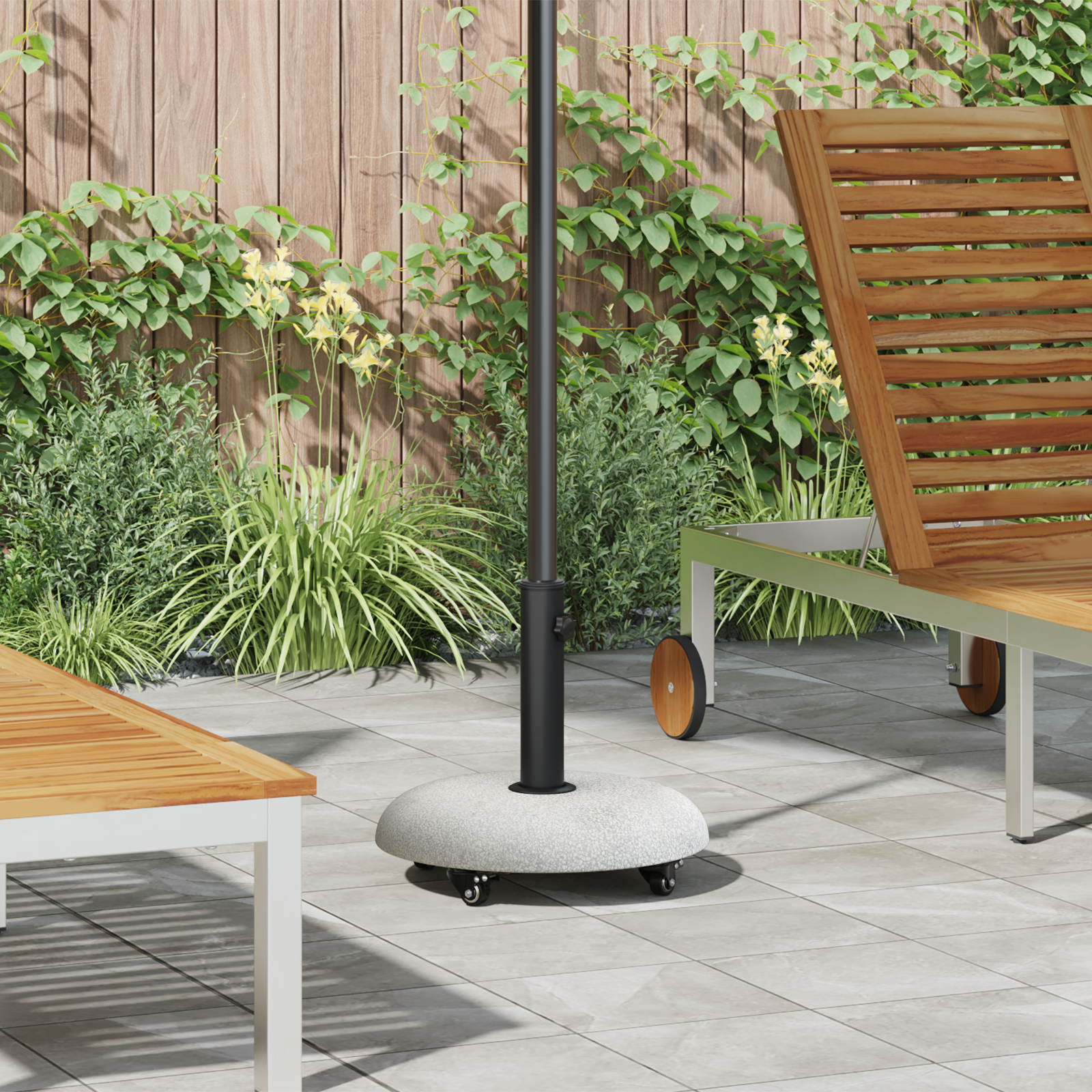Parasolvoet met wielen voor 37/42/52/58 mm palen – Lichtgrijs Beton