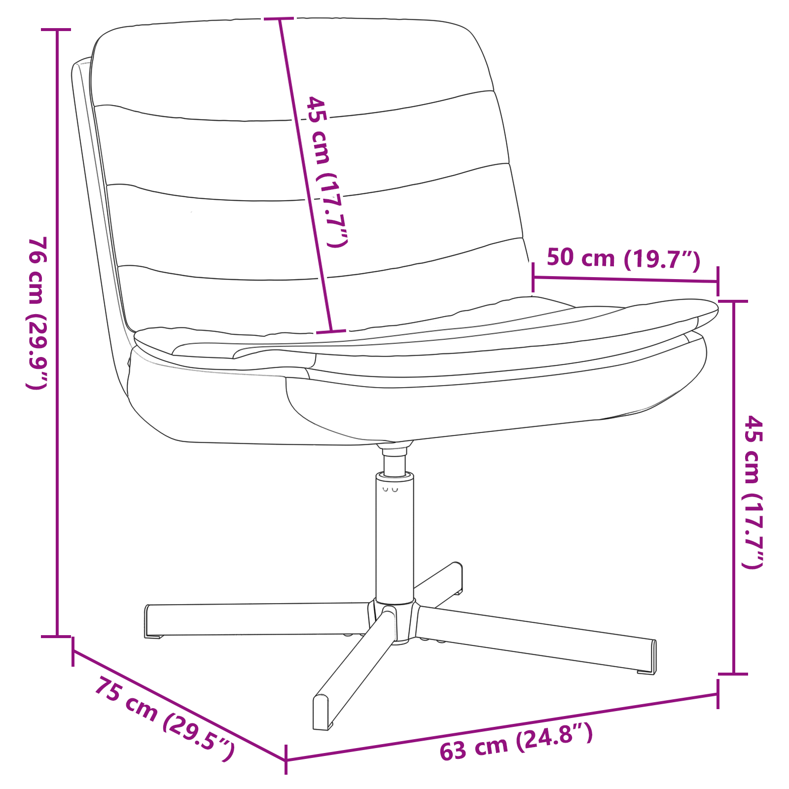 Drehstuhl Creme Polyesterstoff, Metallbasis Medium Drehbar – Bild 10
